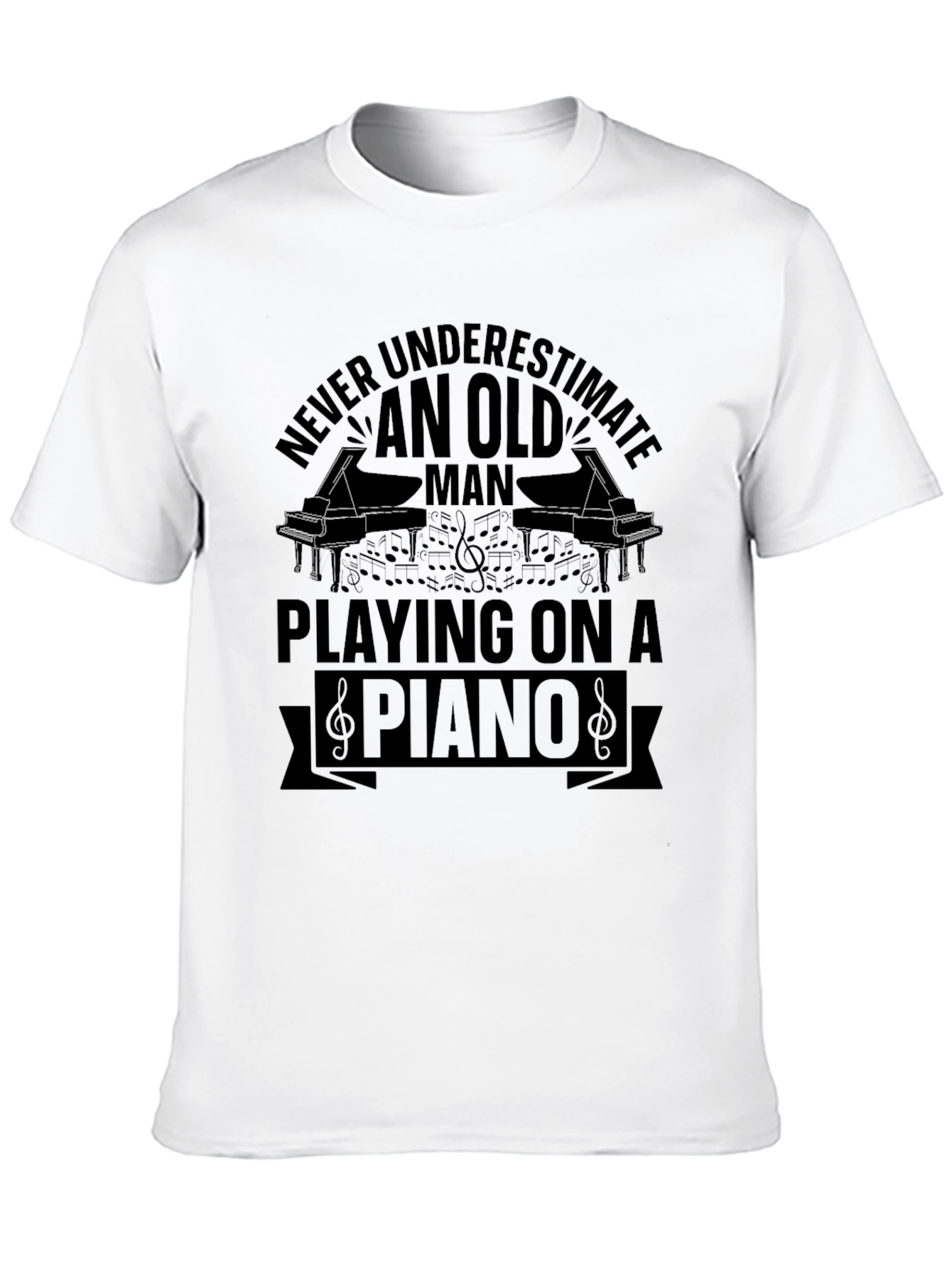 Old Man Piano Player T-Shirt - Music Lover Gift