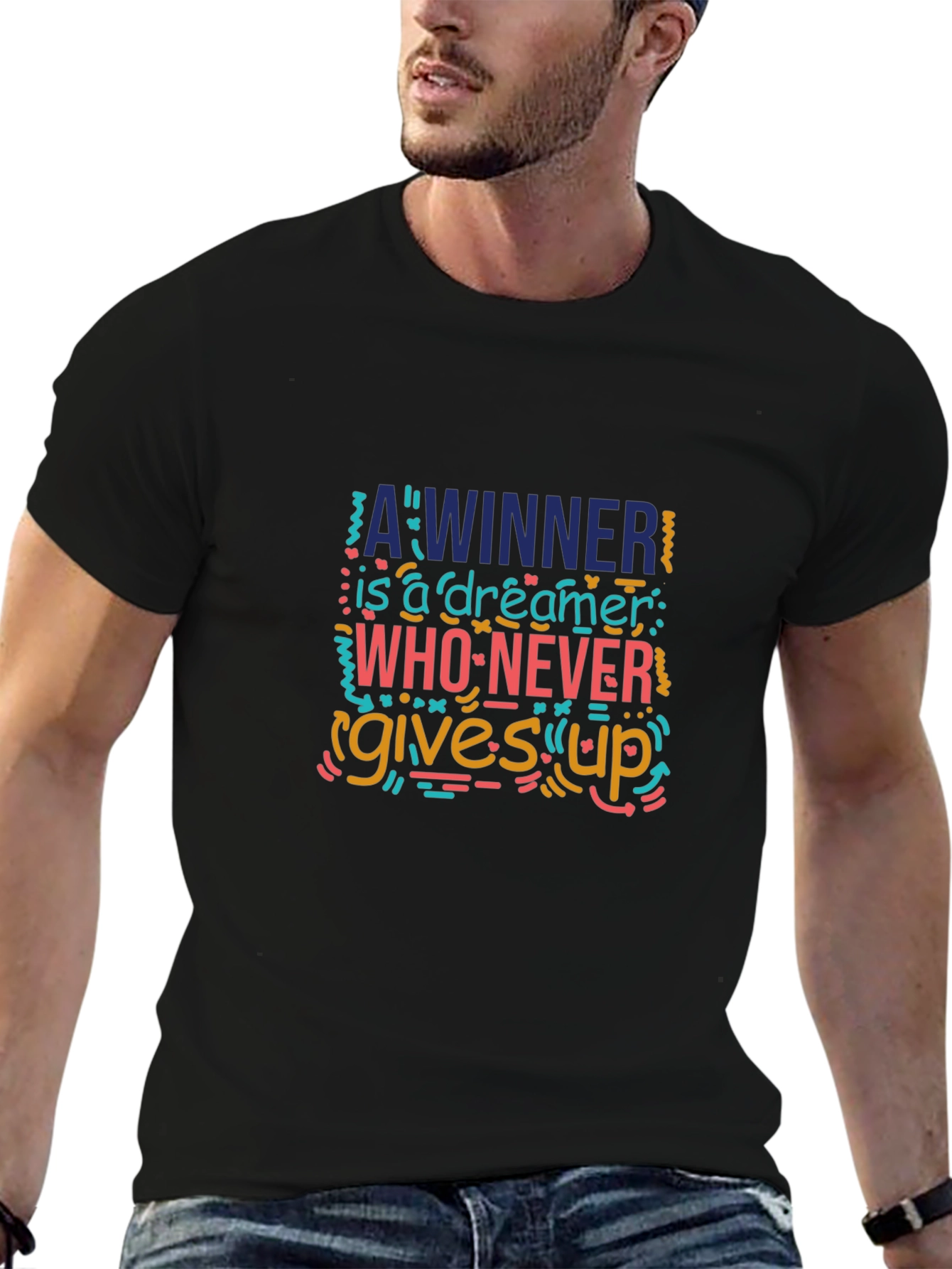 Inspirational Graphic Tee - Dreamer Never Gives Up!