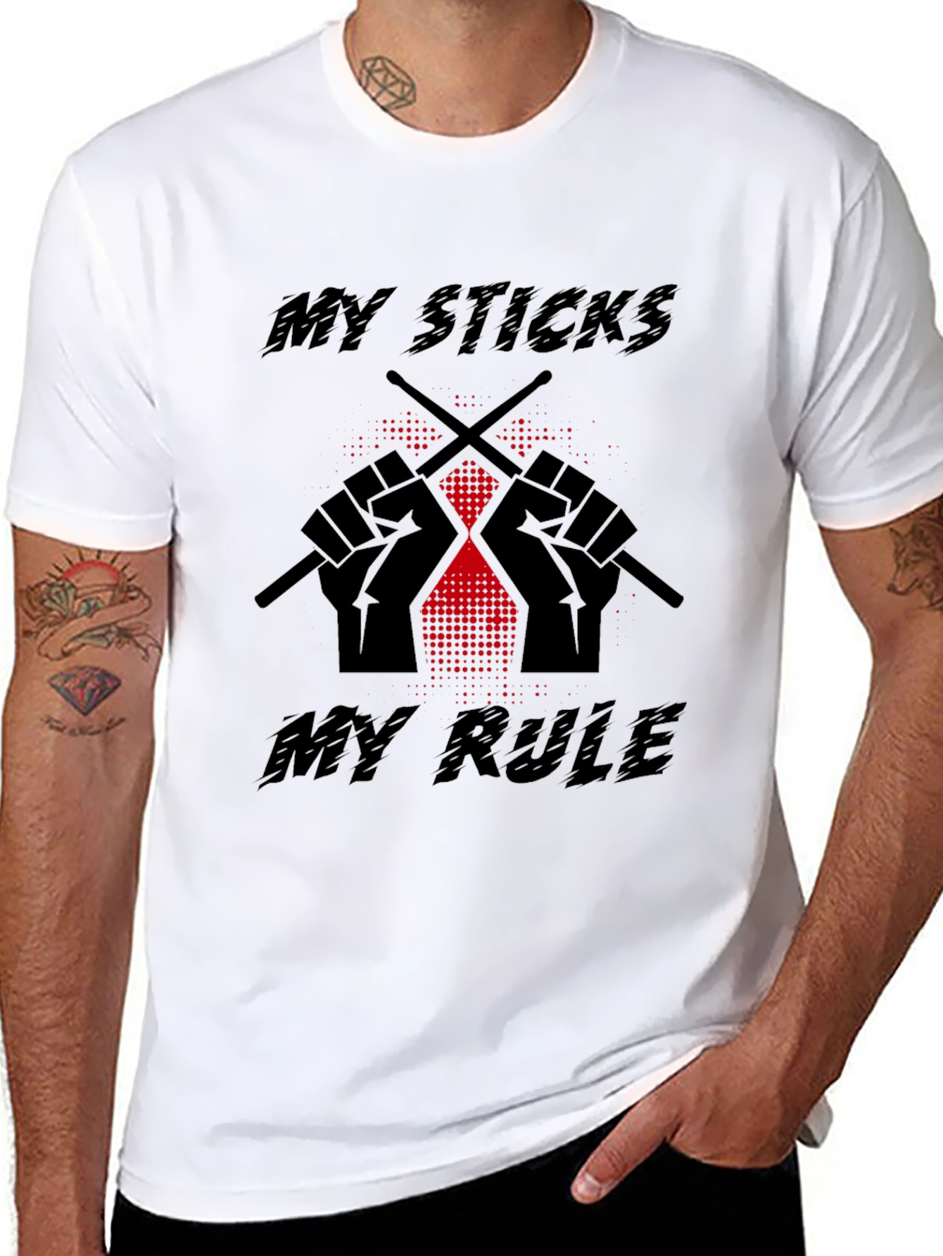 My Sticks My Rule Black Graphic Tee