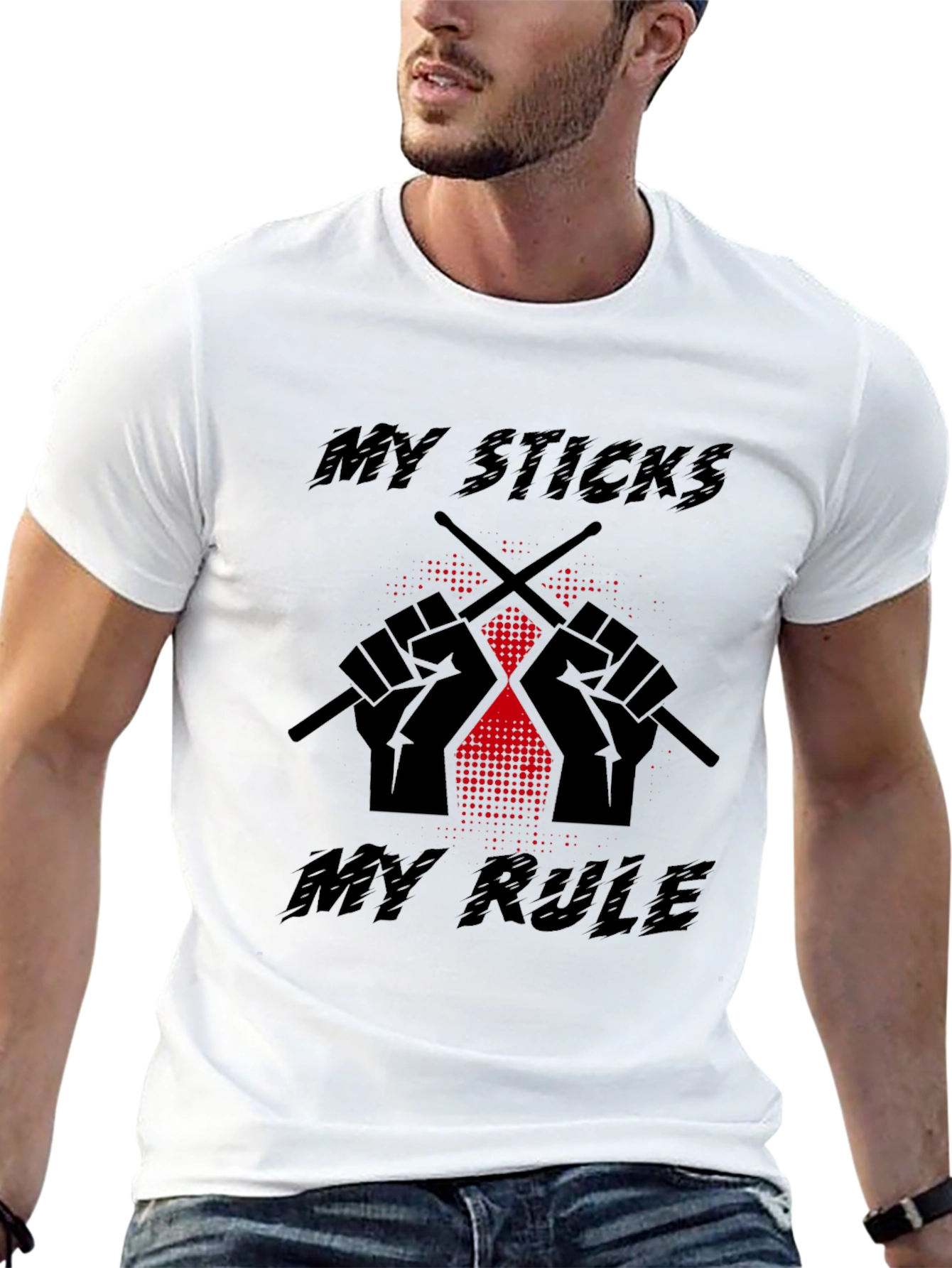 My Sticks My Rule Black Graphic Tee