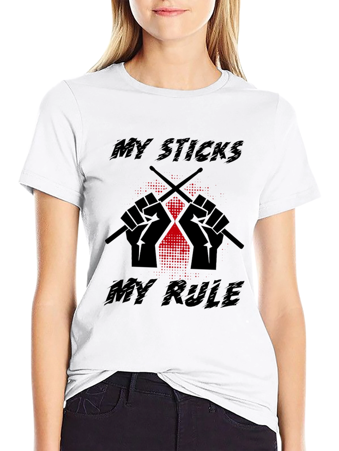 My Sticks My Rule Black Graphic Tee