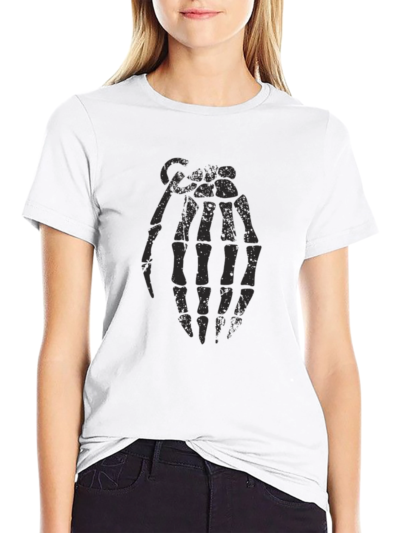 Skeleton Hand Grenade Black T-Shirt