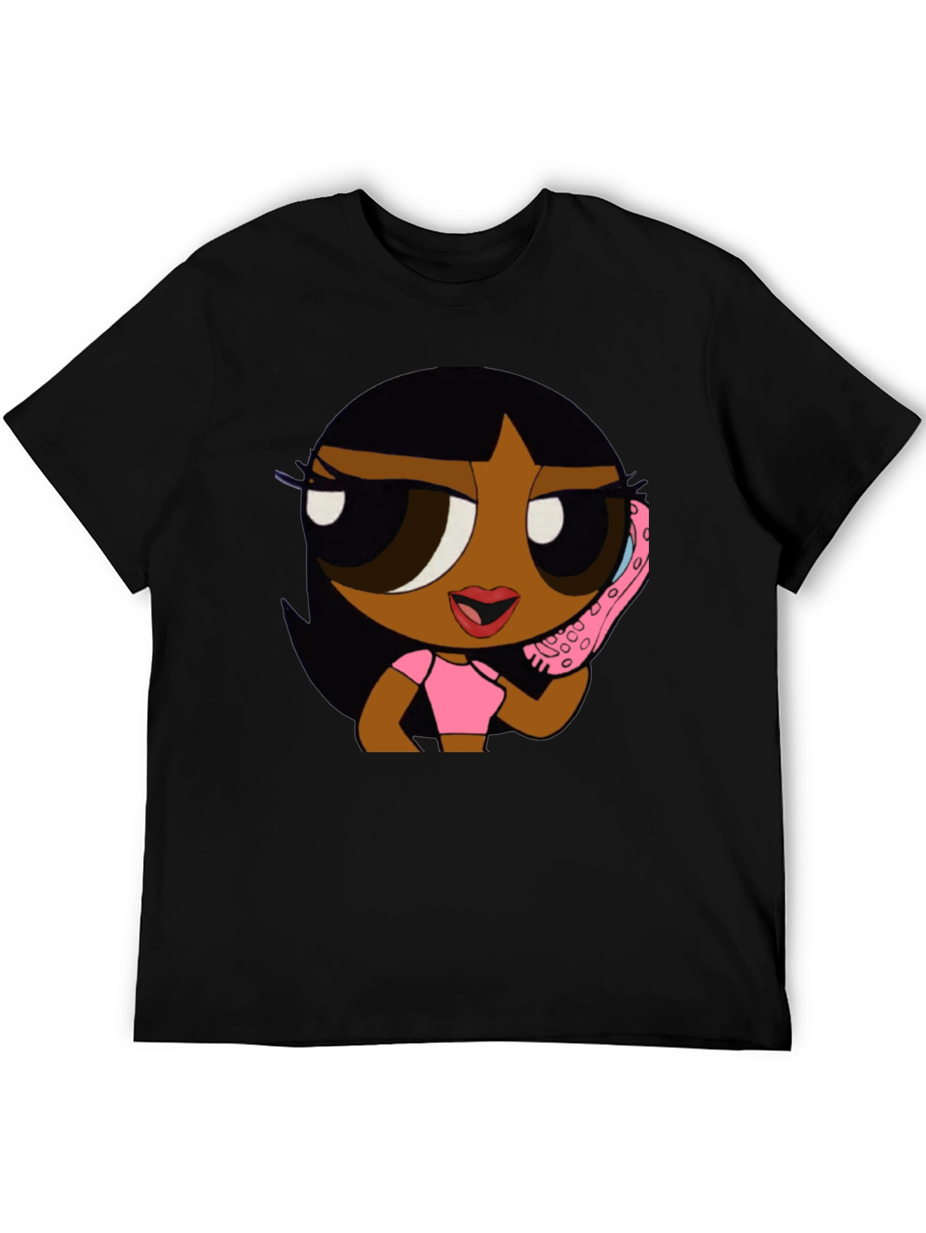 Cartoon Girl Black T-Shirt - Stylish Graphic Tee