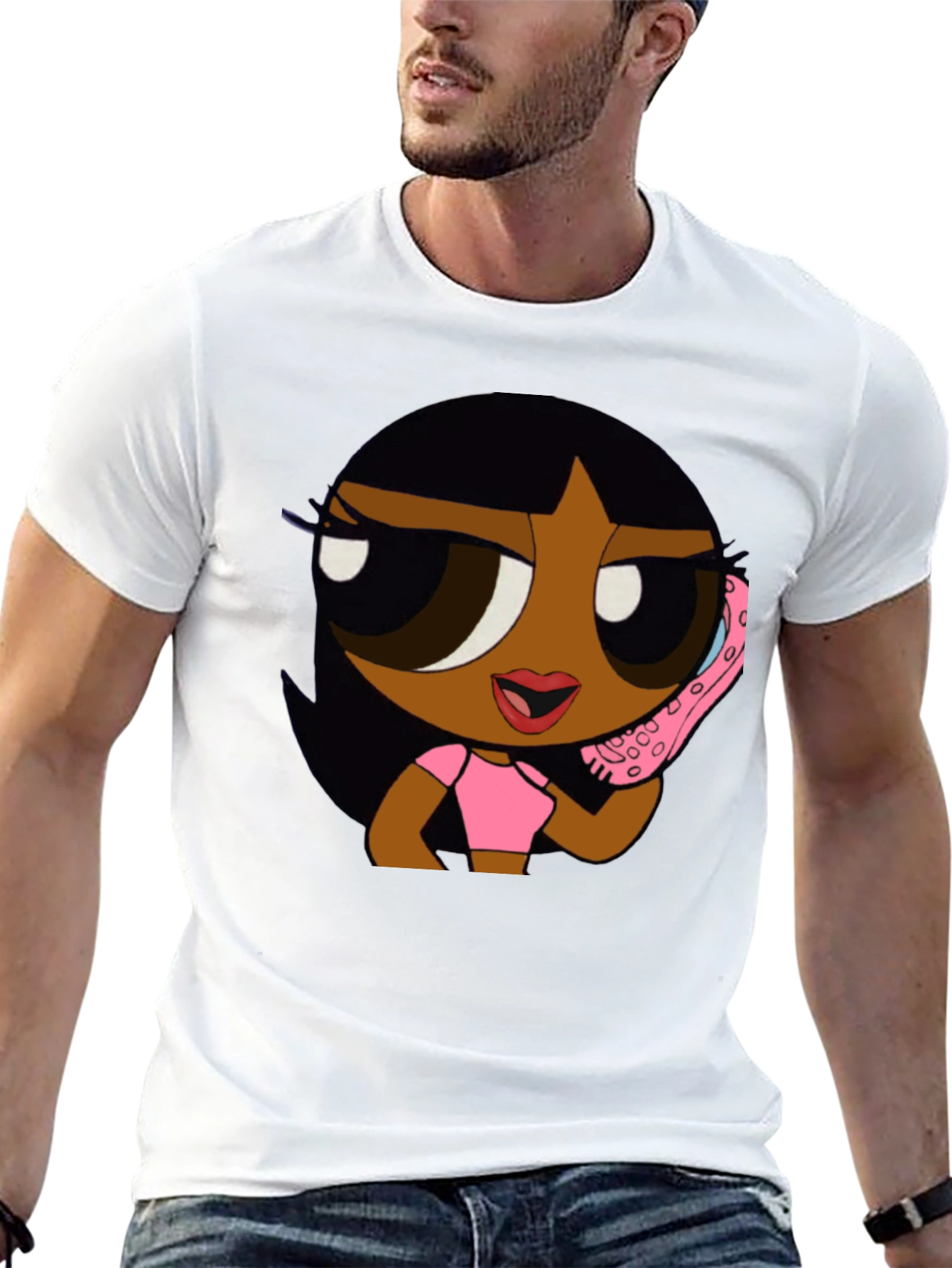 Cartoon Girl Black T-Shirt - Stylish Graphic Tee