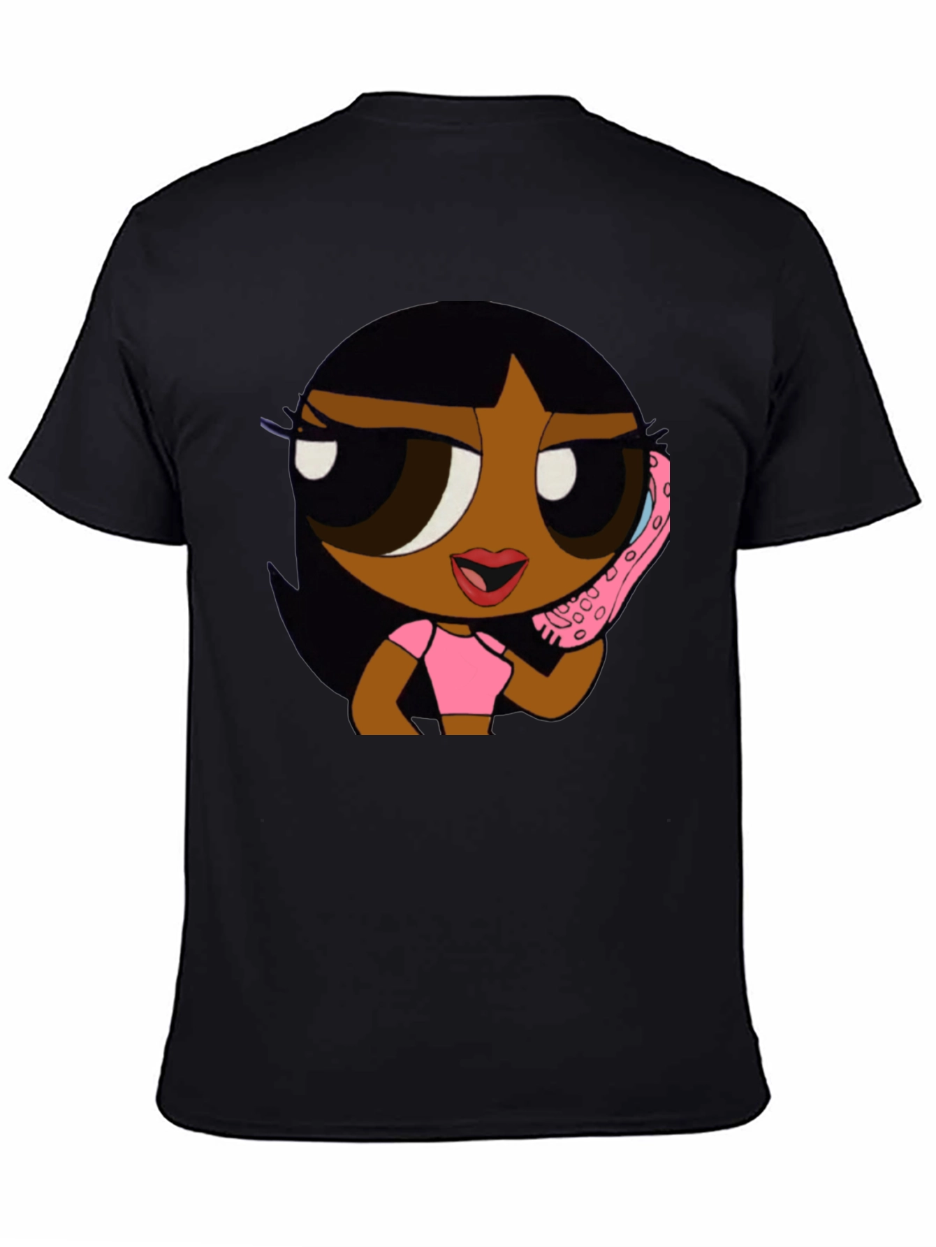 Cartoon Girl Black T-Shirt - Stylish Graphic Tee
