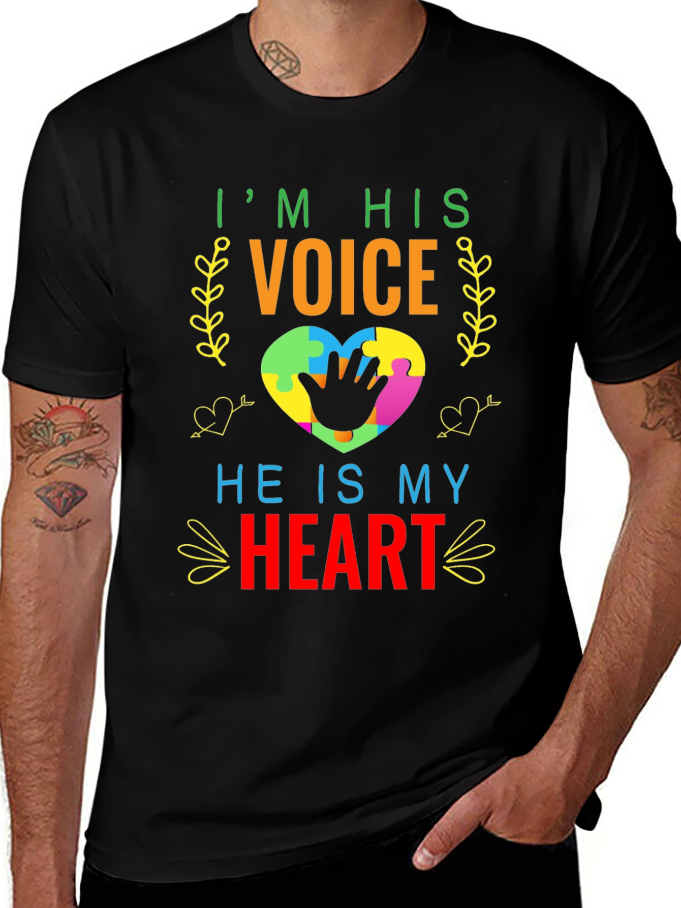 Autism Awareness T-Shirt - Im His Voice Heart Tee