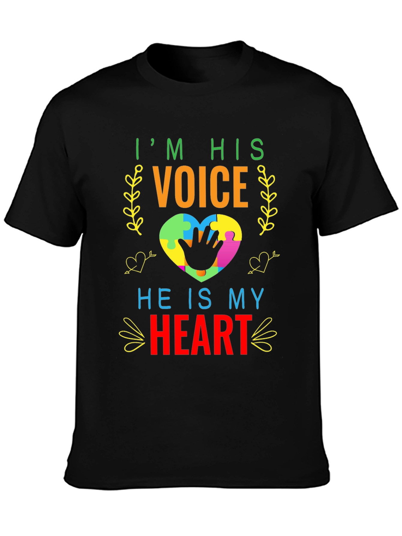 Autism Awareness T-Shirt - Im His Voice Heart Tee
