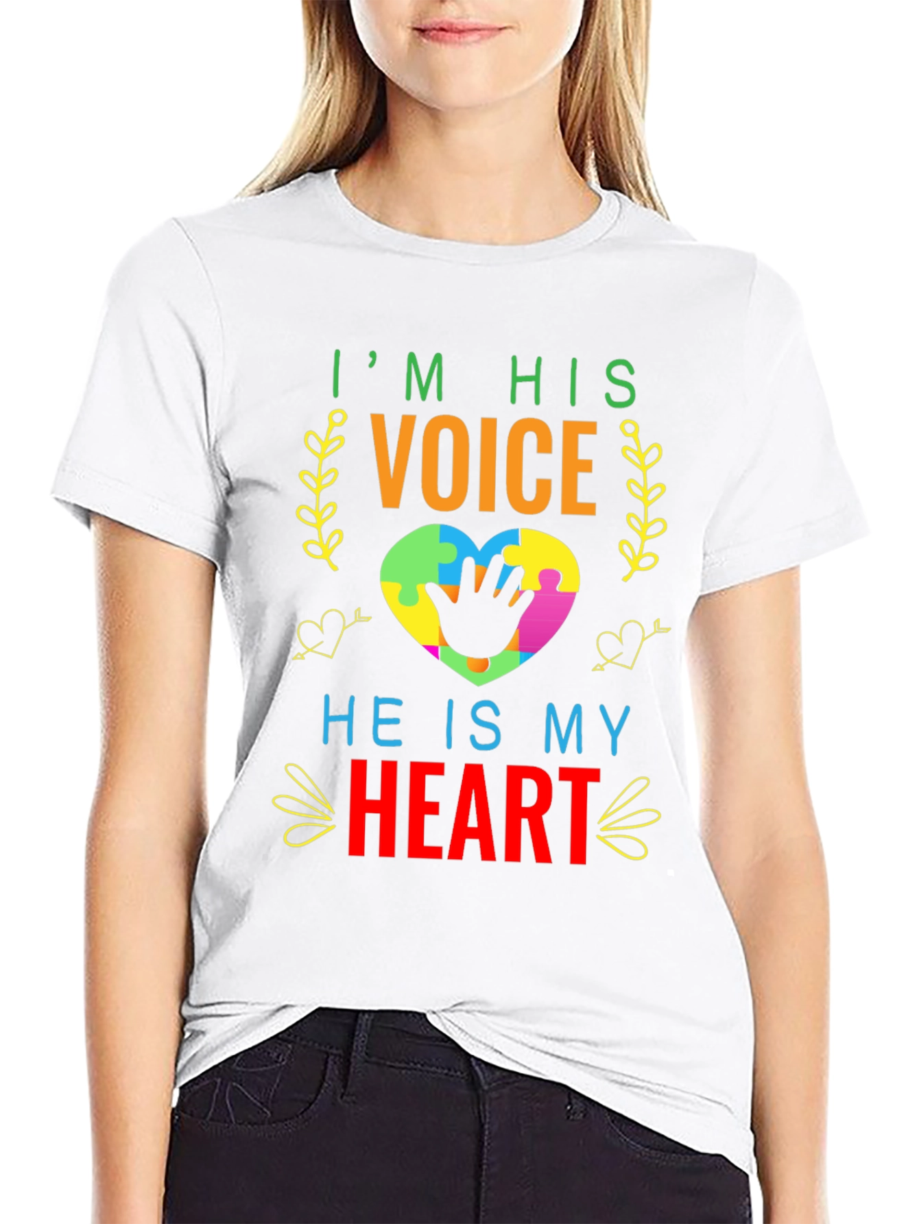 Autism Awareness T-Shirt - Im His Voice Heart Tee