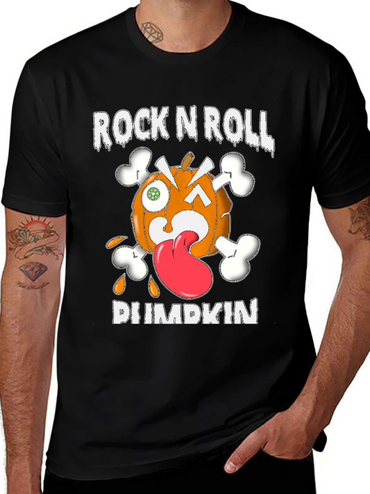 Rock N Roll Pumpkin Graphic T-Shirt