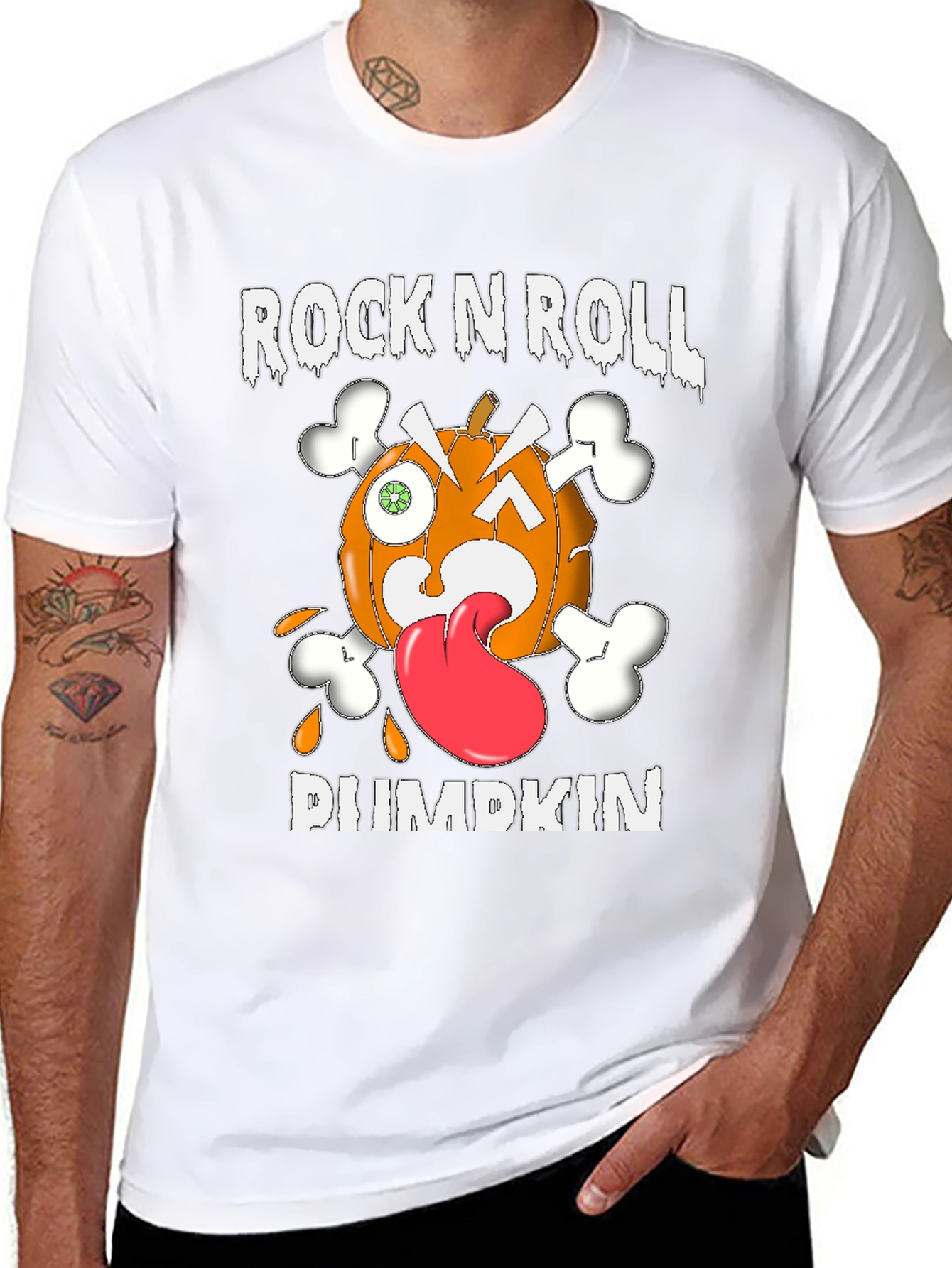 Rock N Roll Pumpkin Graphic T-Shirt