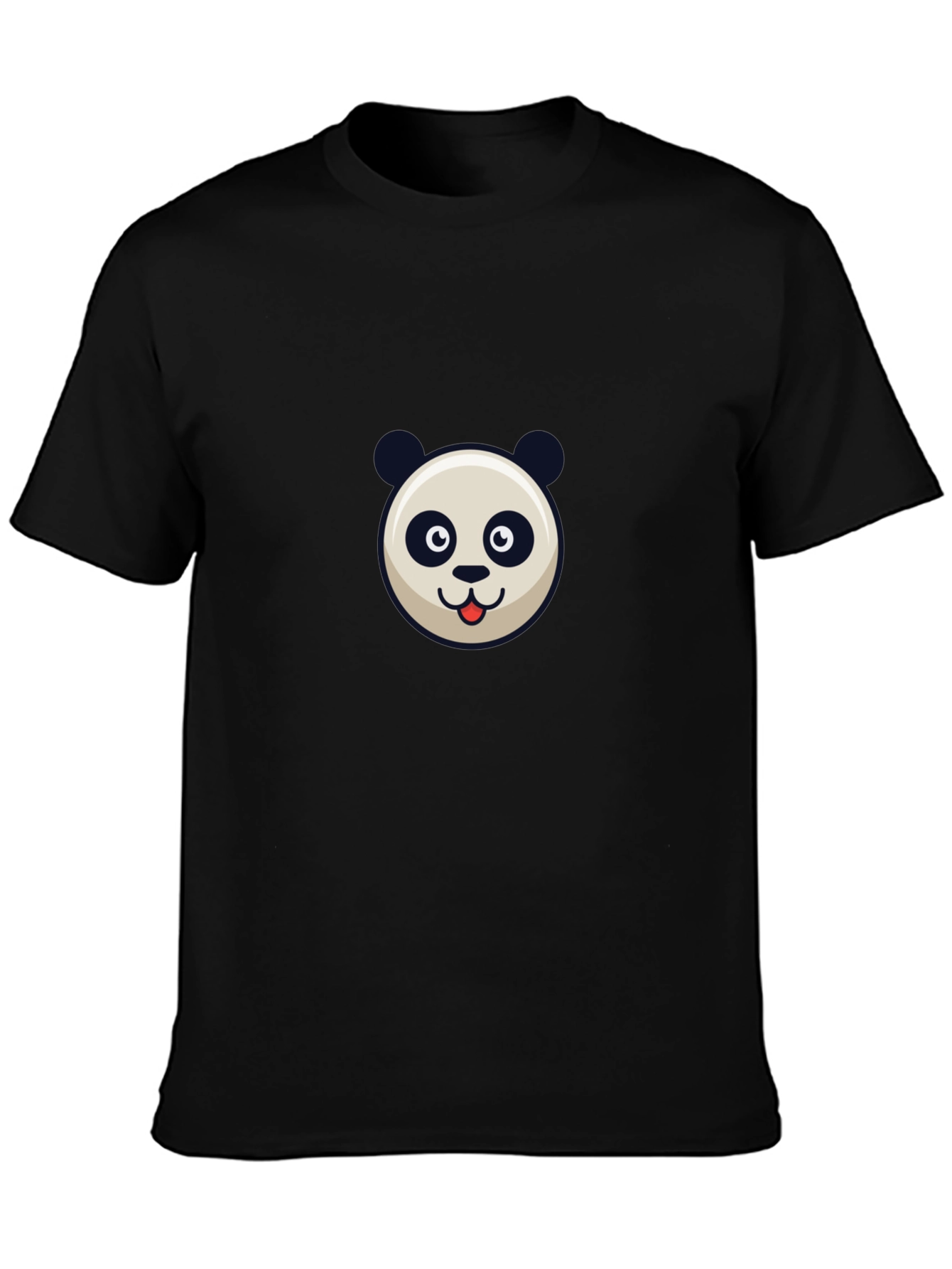 Panda Face Graphic Black T-Shirt