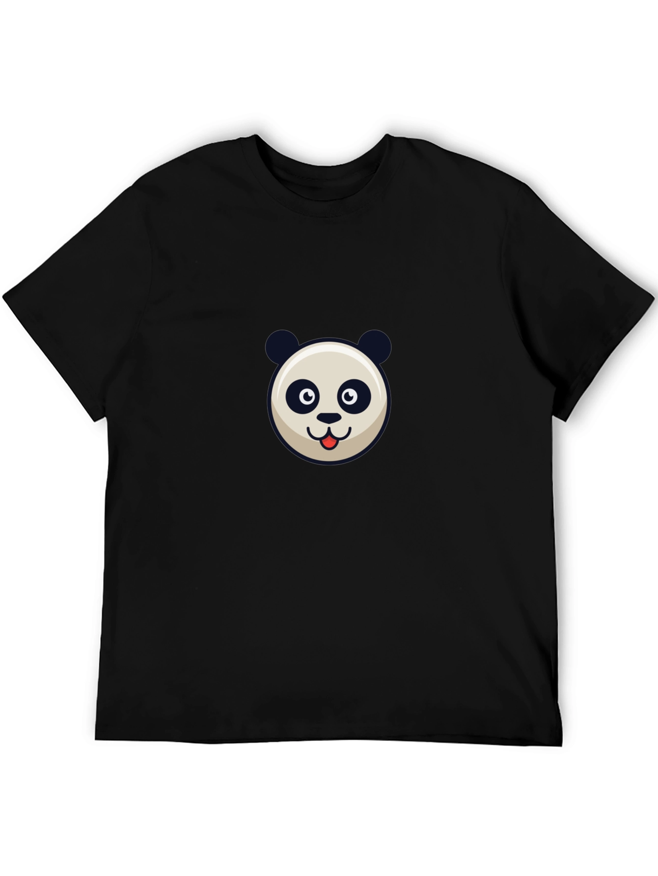 Panda Face Graphic Black T-Shirt