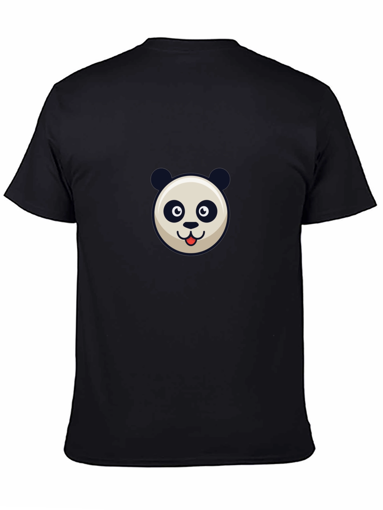 Panda Face Graphic Black T-Shirt