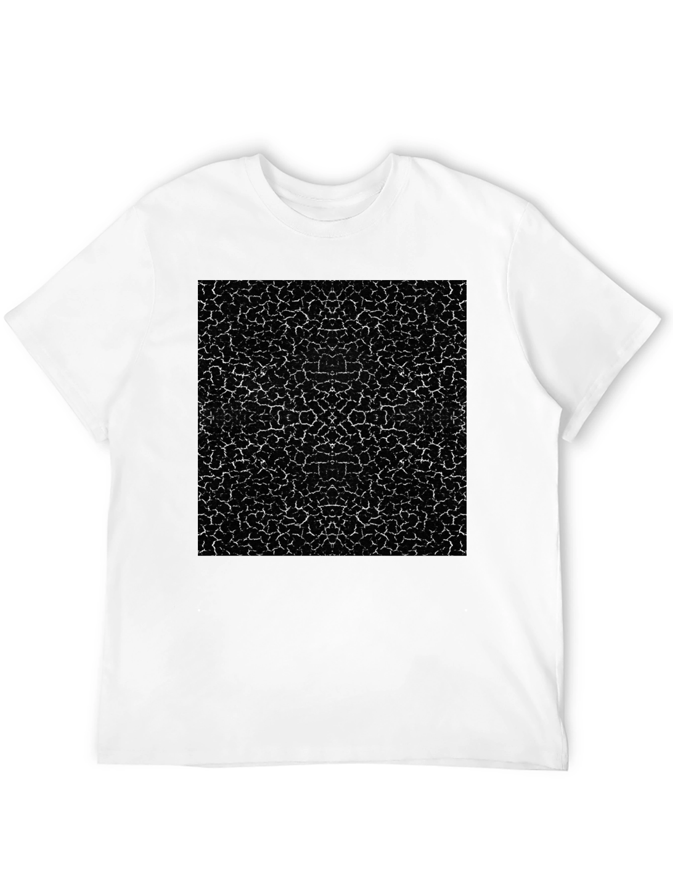 Cracked Earth Print Black T-Shirt
