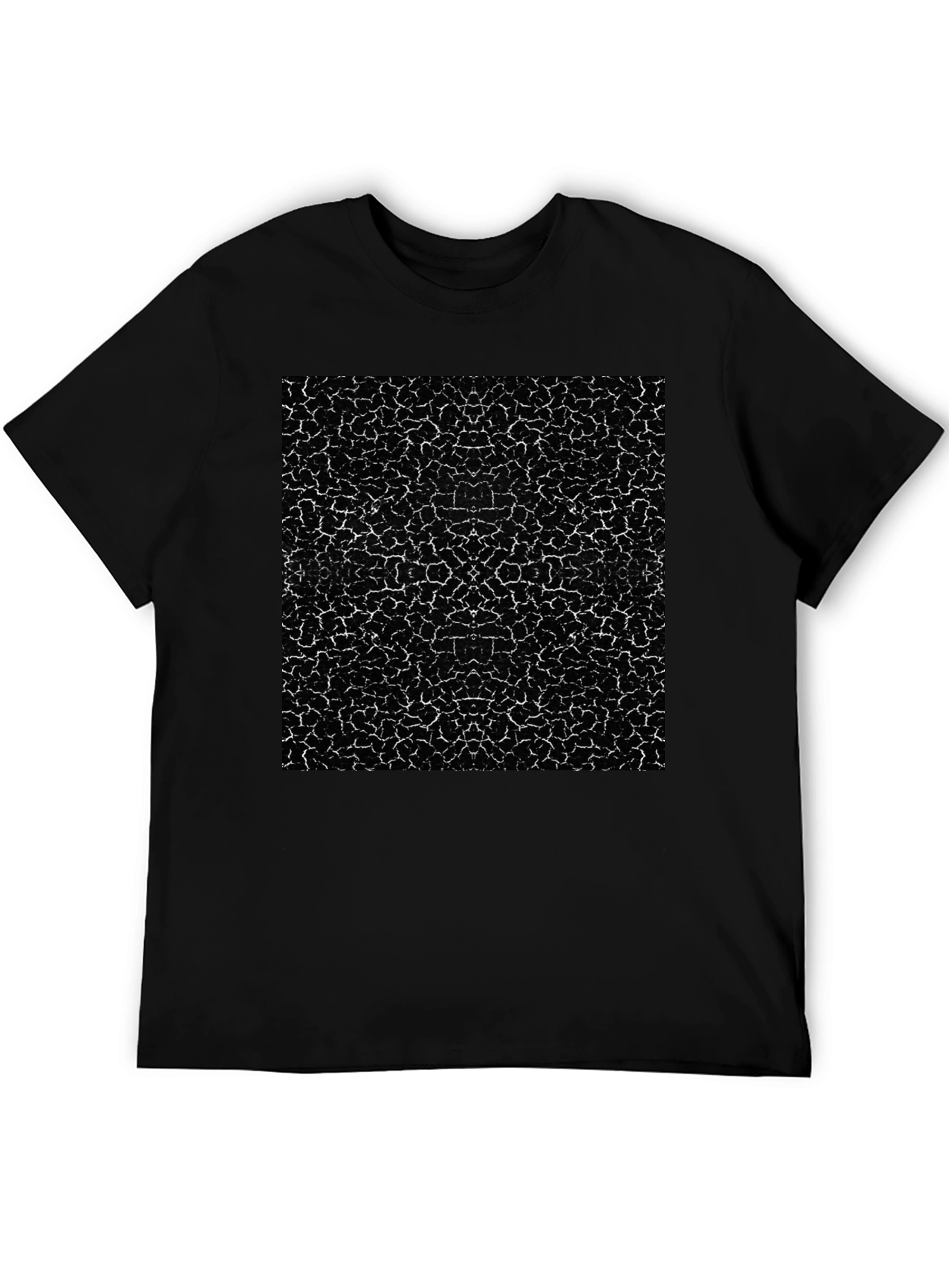 Cracked Earth Print Black T-Shirt
