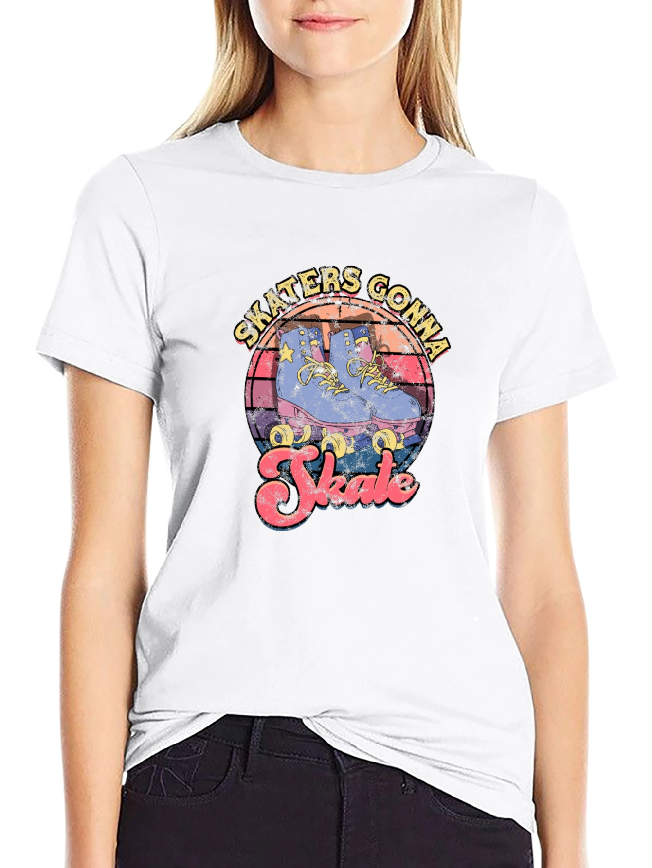 Skaters Gonna Skate Retro Roller Skate T-Shirt