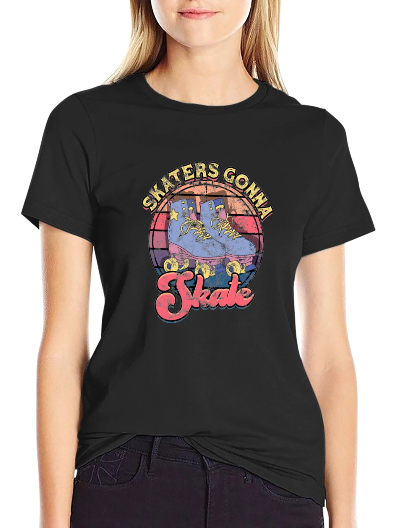 Skaters Gonna Skate Retro Roller Skate T-Shirt