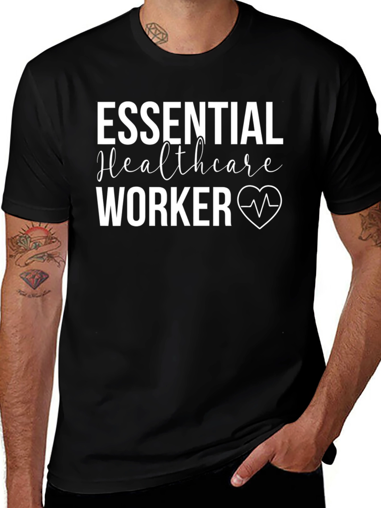 Essential Healthcare Worker Graphic Tee - Black