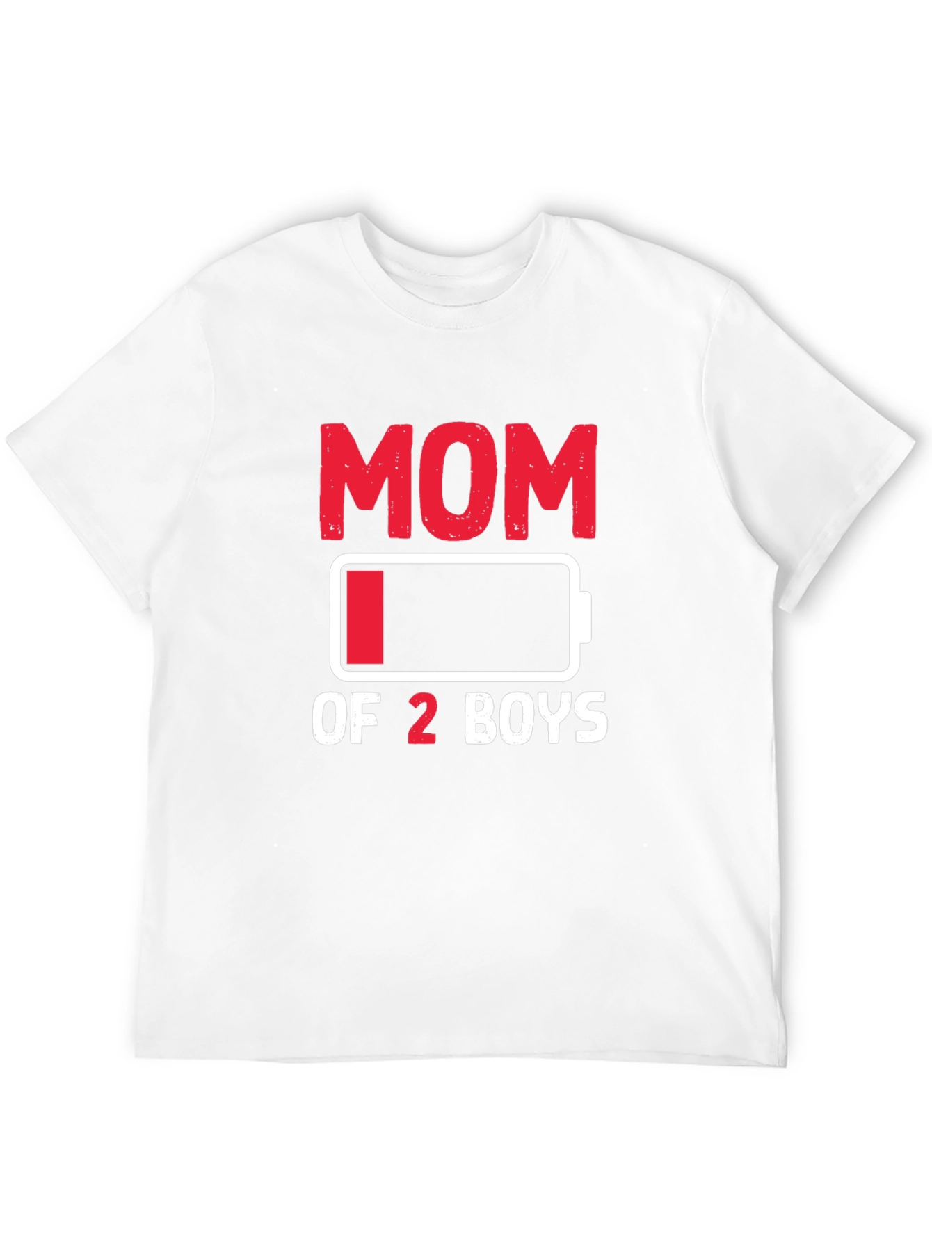 Mom of 2 Boys Low Battery Graphic T-Shirt