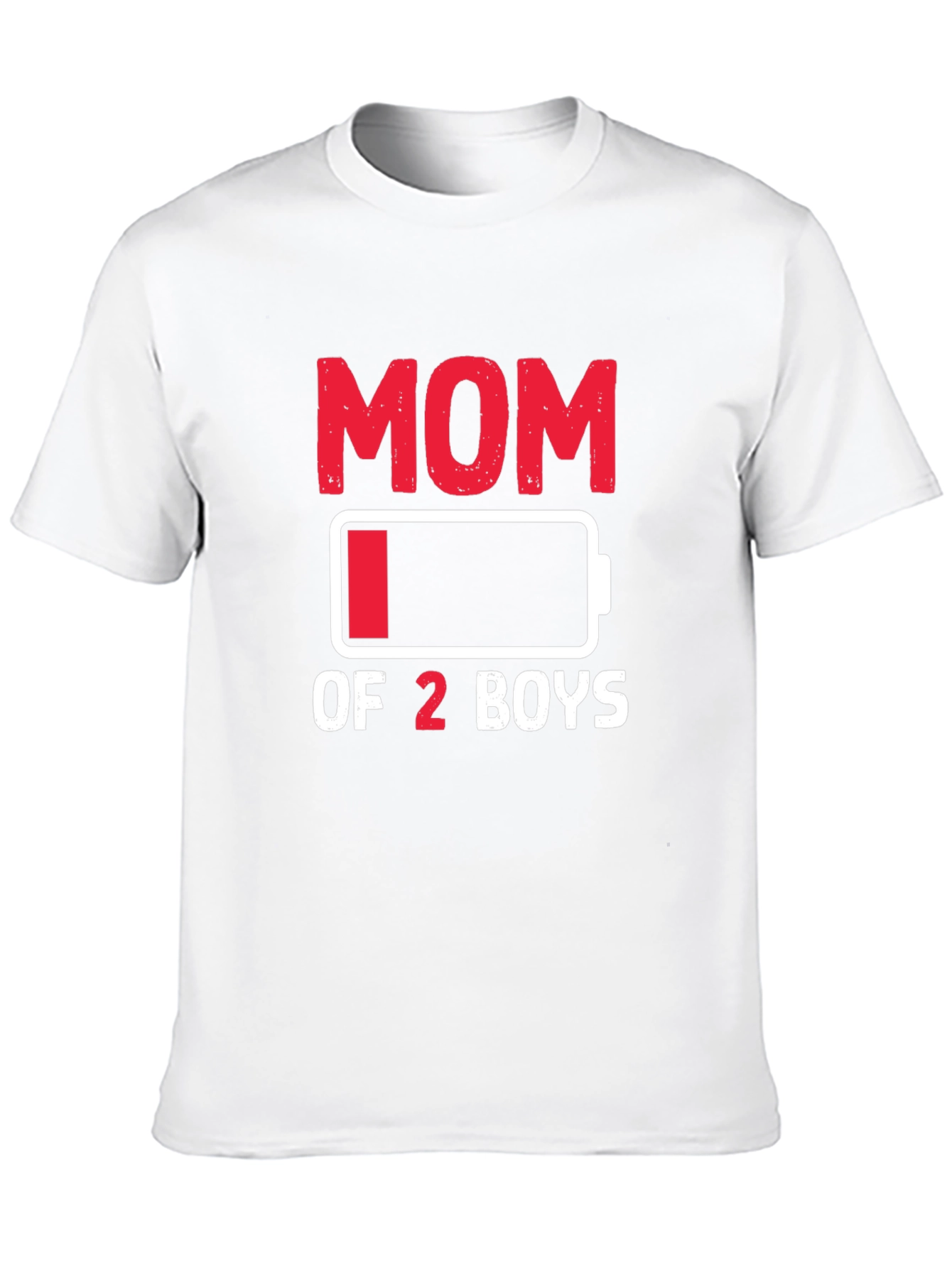 Mom of 2 Boys Low Battery Graphic T-Shirt