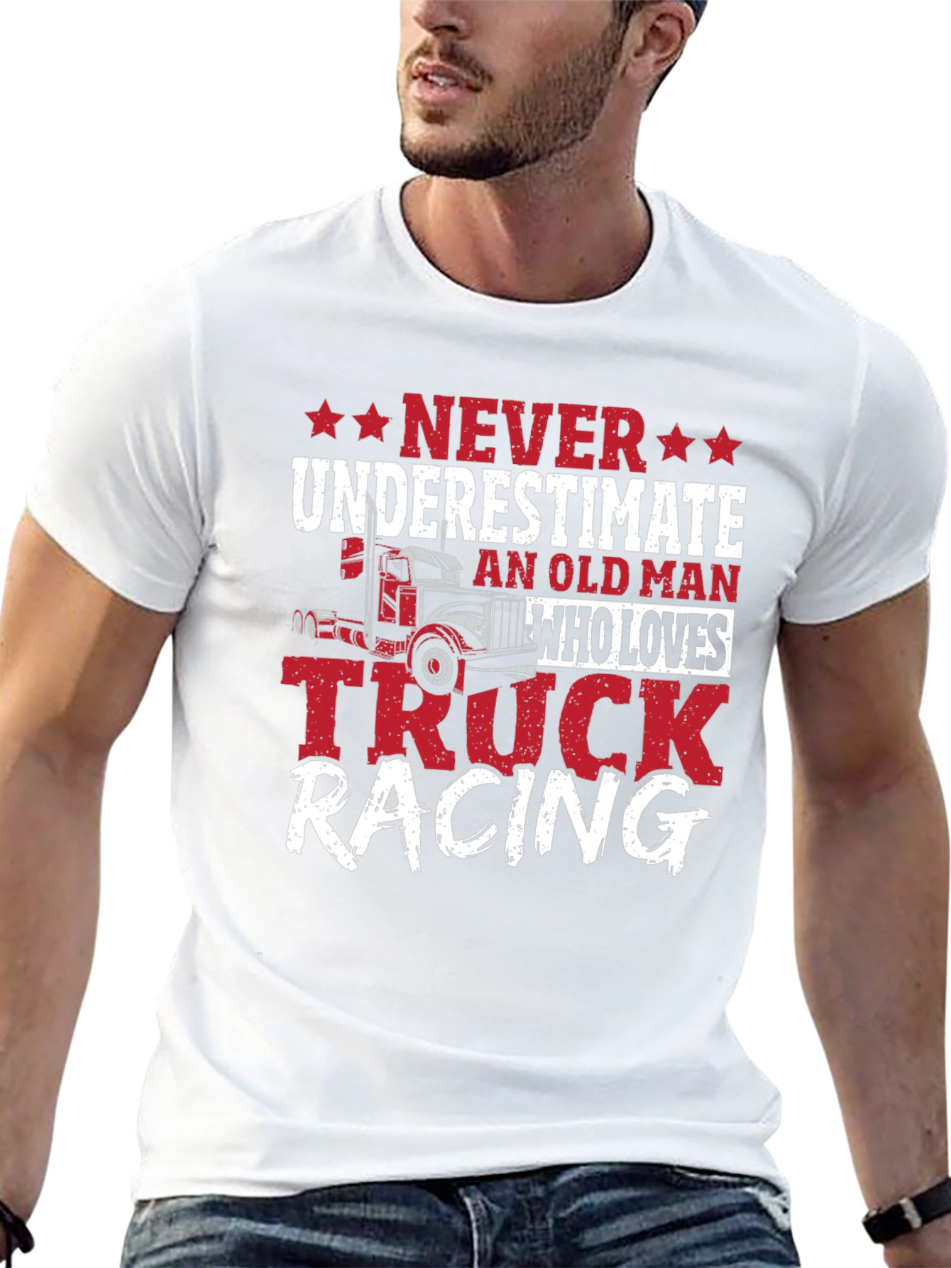 Never Underestimate Truck Racing T-Shirt