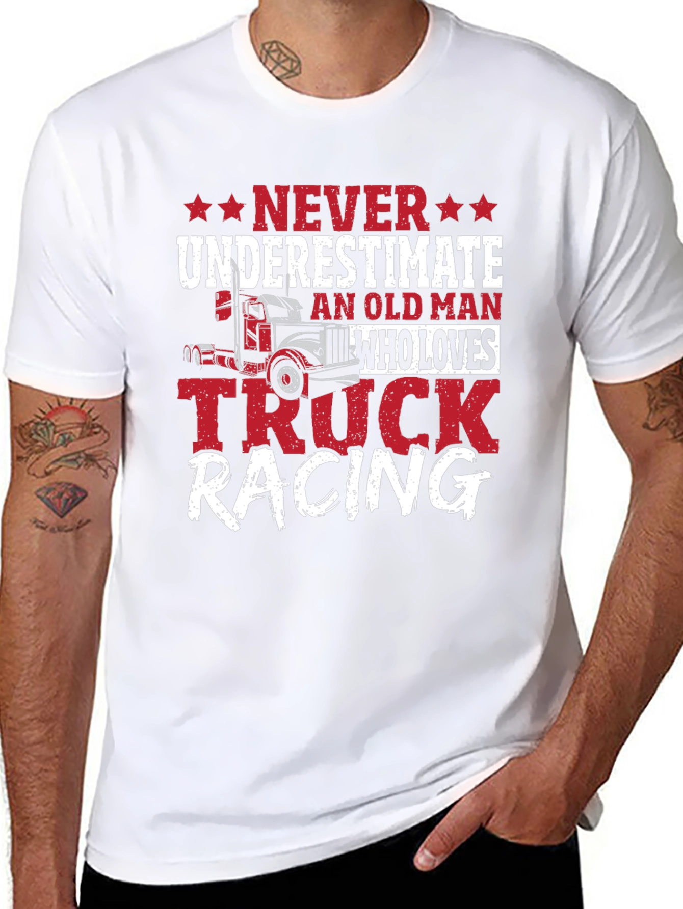 Never Underestimate Truck Racing T-Shirt