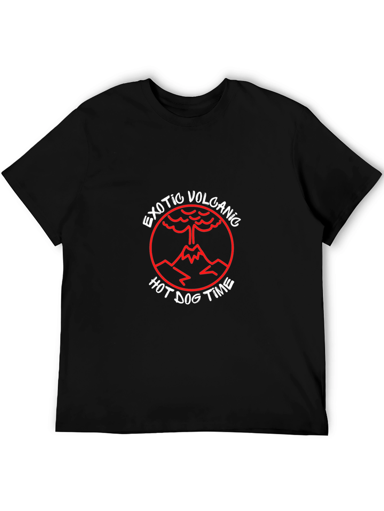 Exotic Volcanic Hot Dog Time Black T-Shirt