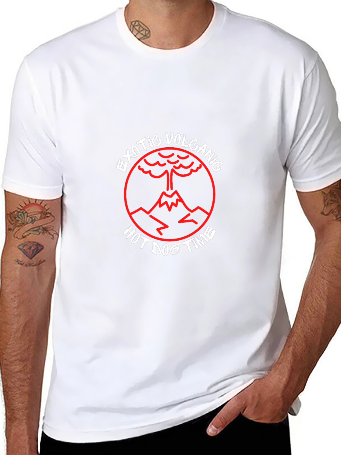 Exotic Volcanic Hot Dog Time Black T-Shirt