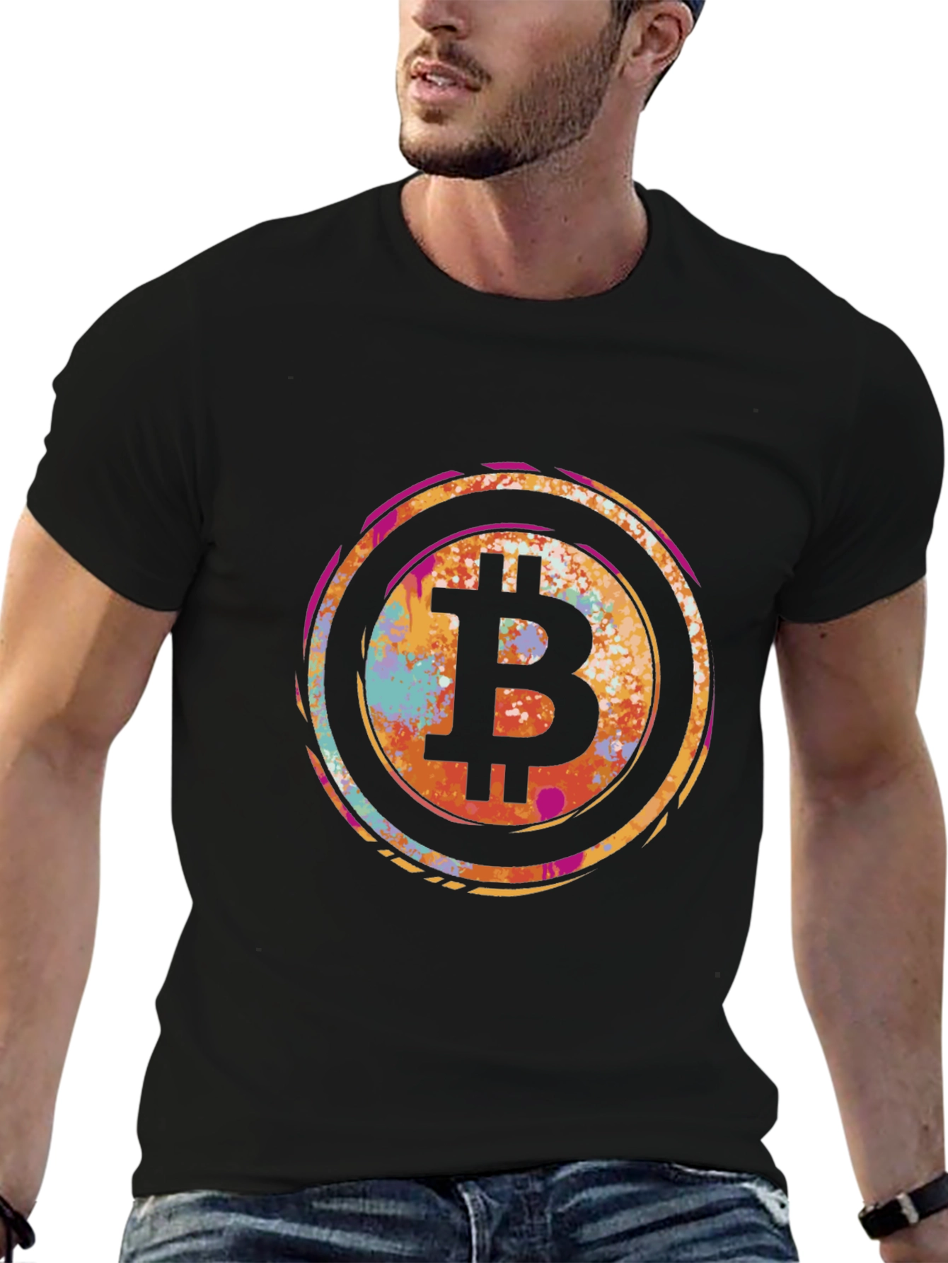 Bitcoin Art Mens Graphic Tee - Black