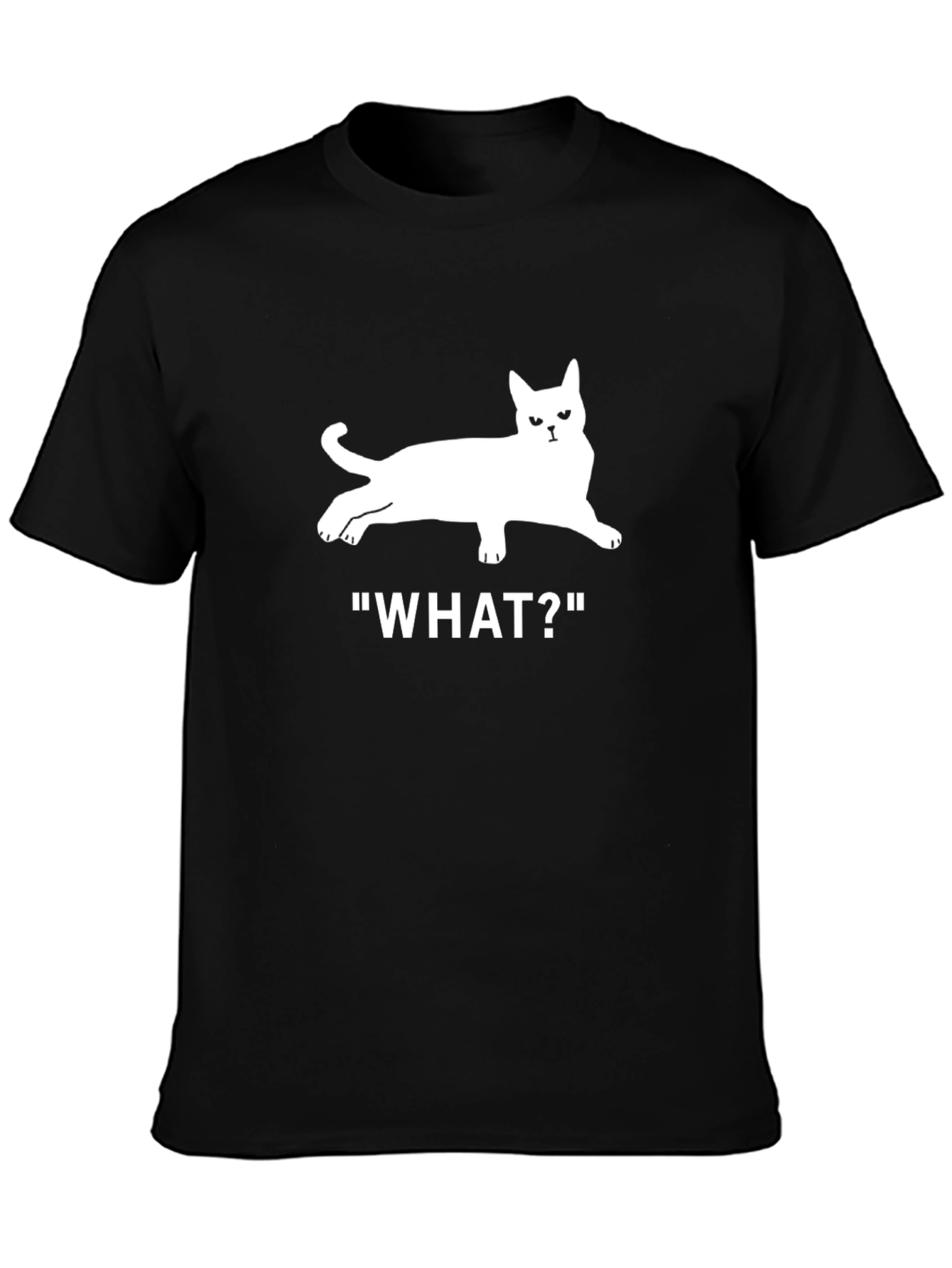 Cat What? T-Shirt - Unisex Black Tee