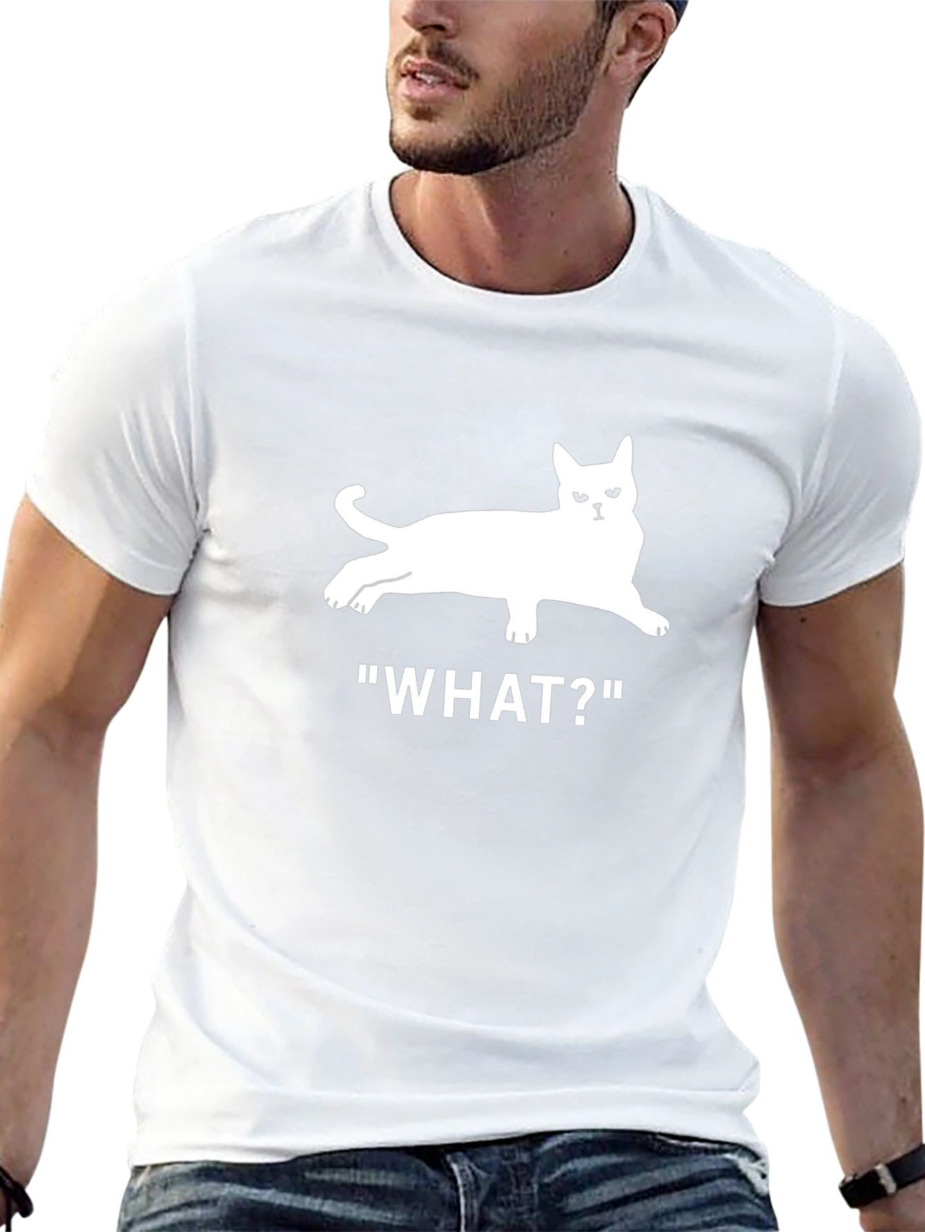 Cat What? T-Shirt - Unisex Black Tee