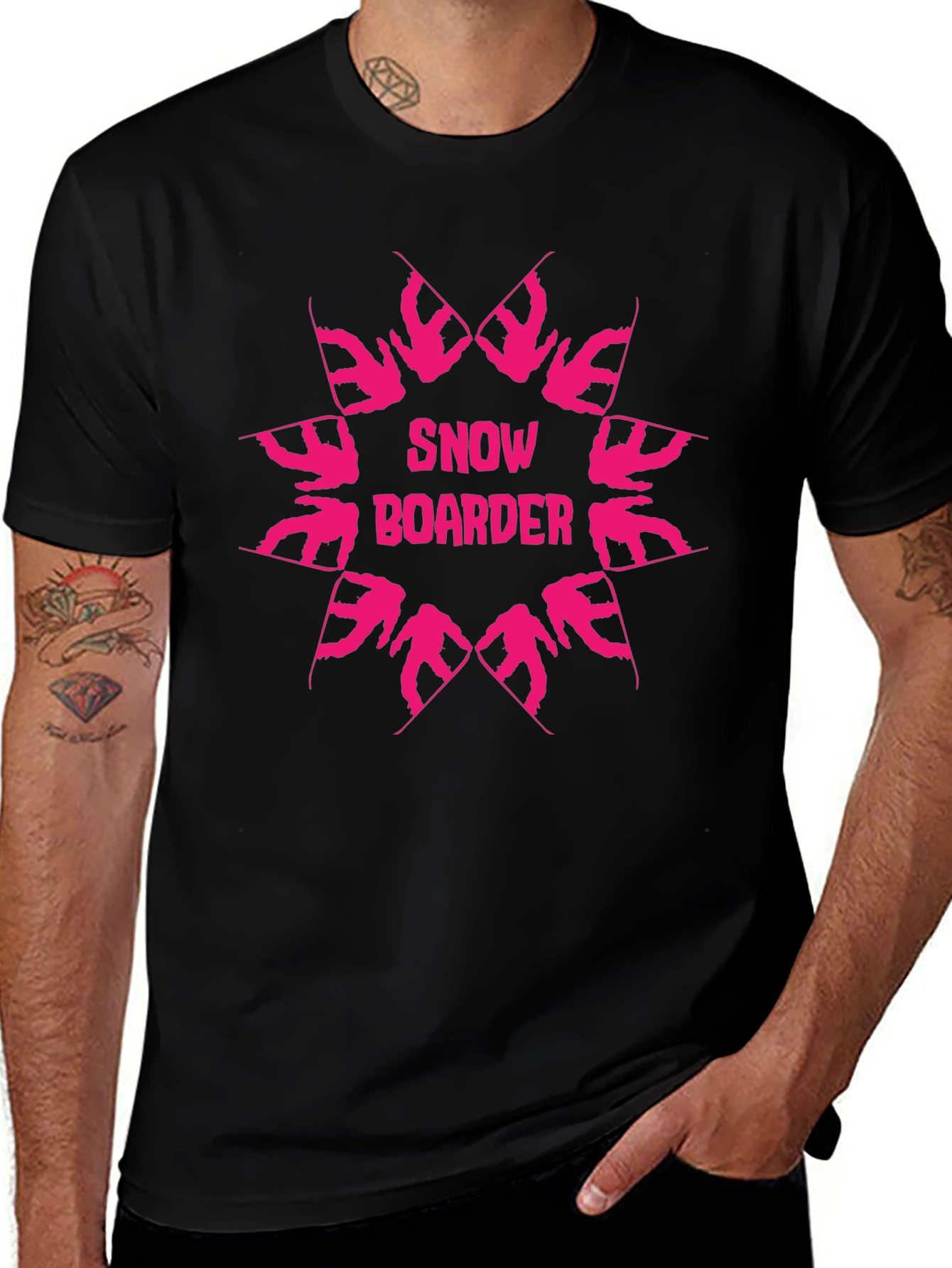 Snowboarder Graphic Tee - Black Cotton T-Shirt