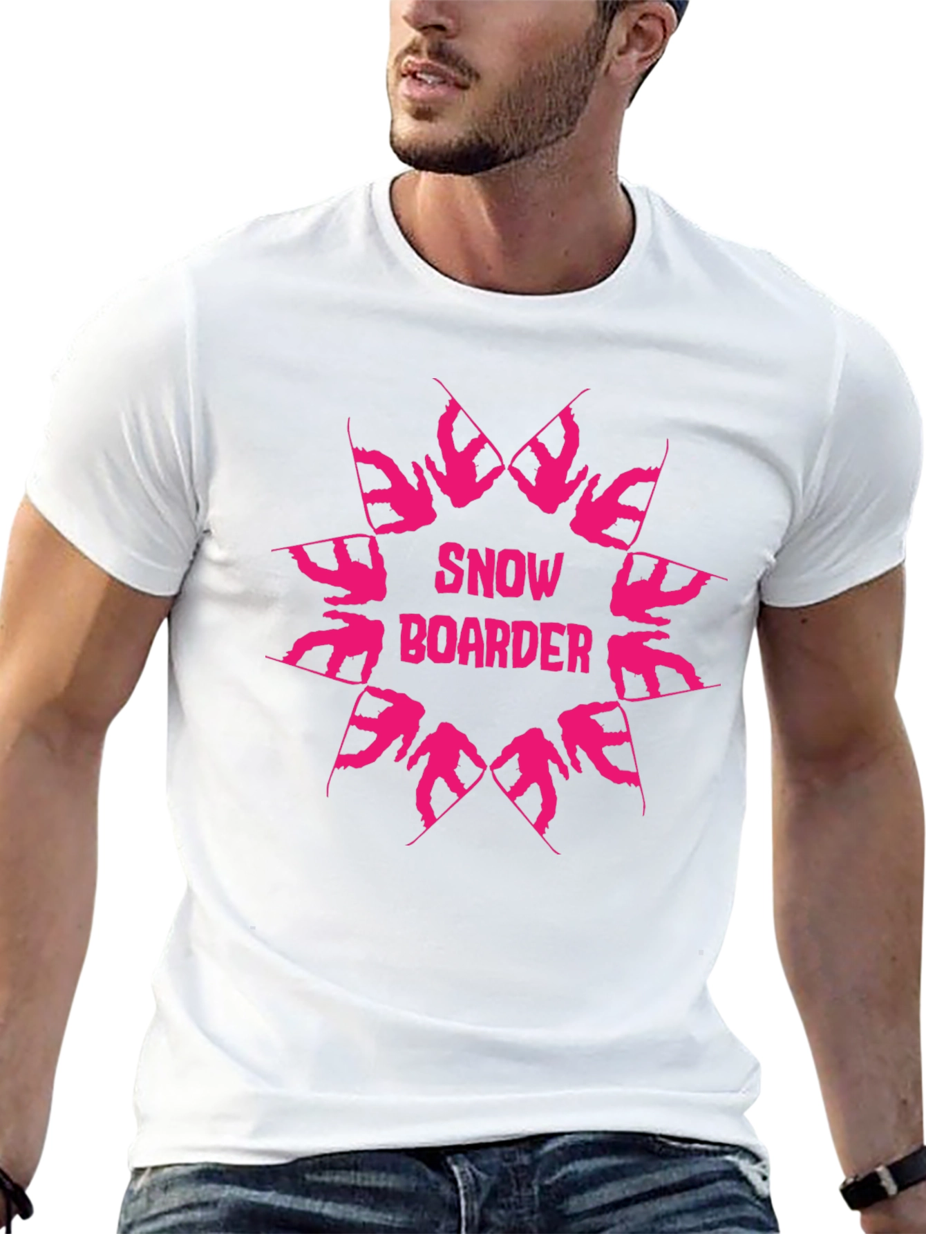 Snowboarder Graphic Tee - Black Cotton T-Shirt