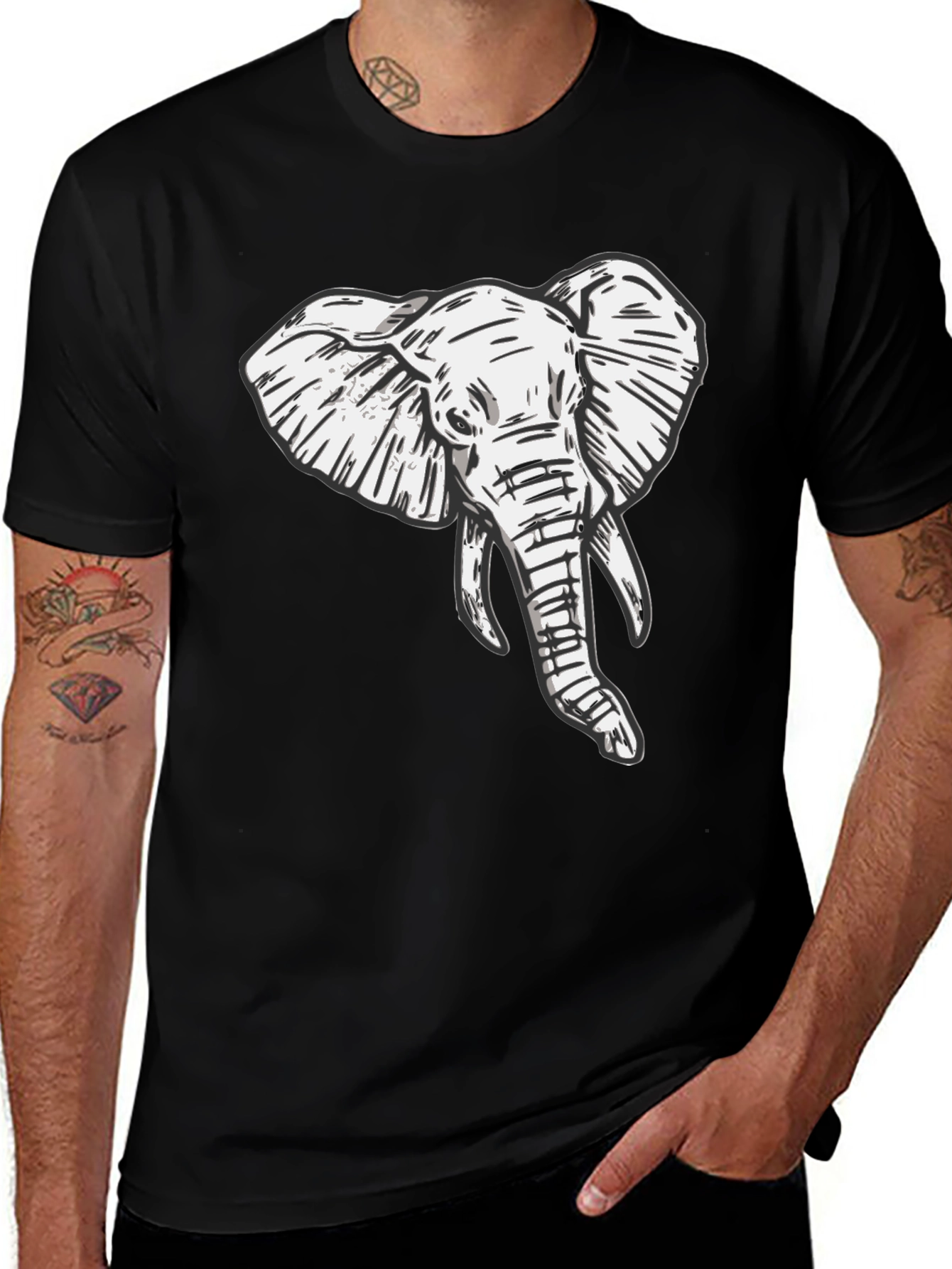 Elephant Graphic Tee - Stylish Black T-Shirt
