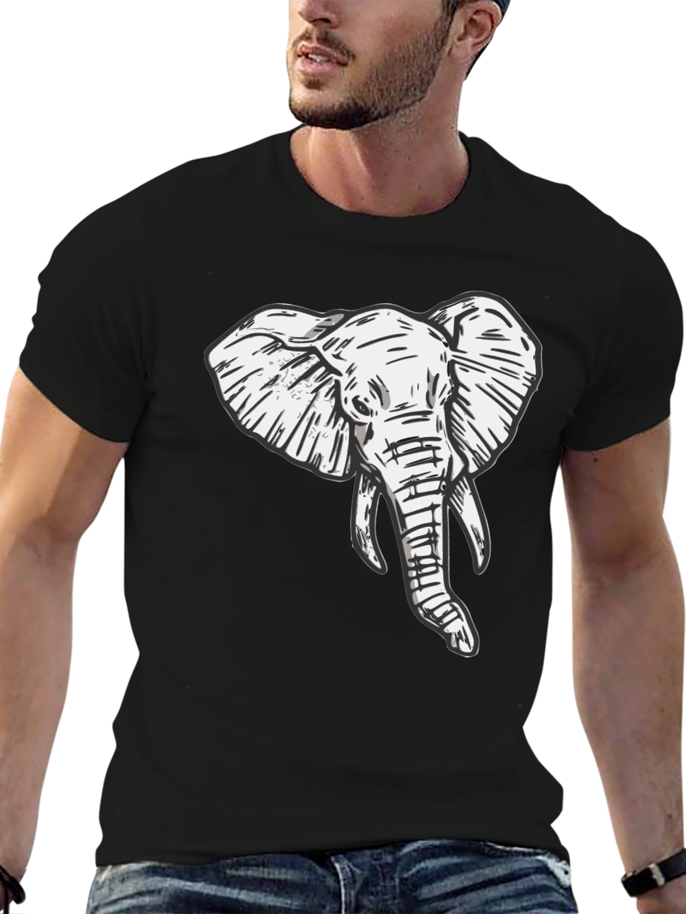 Elephant Graphic Tee - Stylish Black T-Shirt