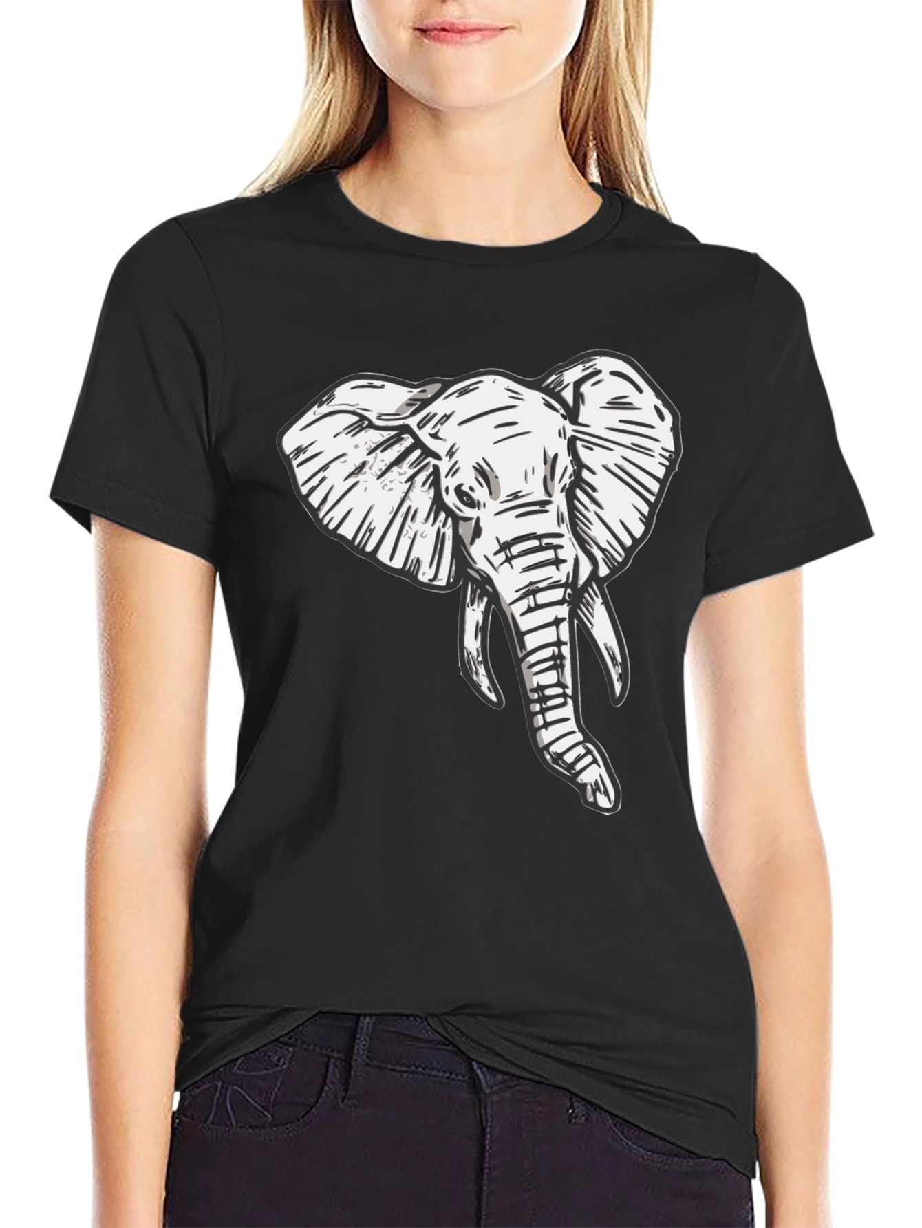 Elephant Graphic Tee - Stylish Black T-Shirt