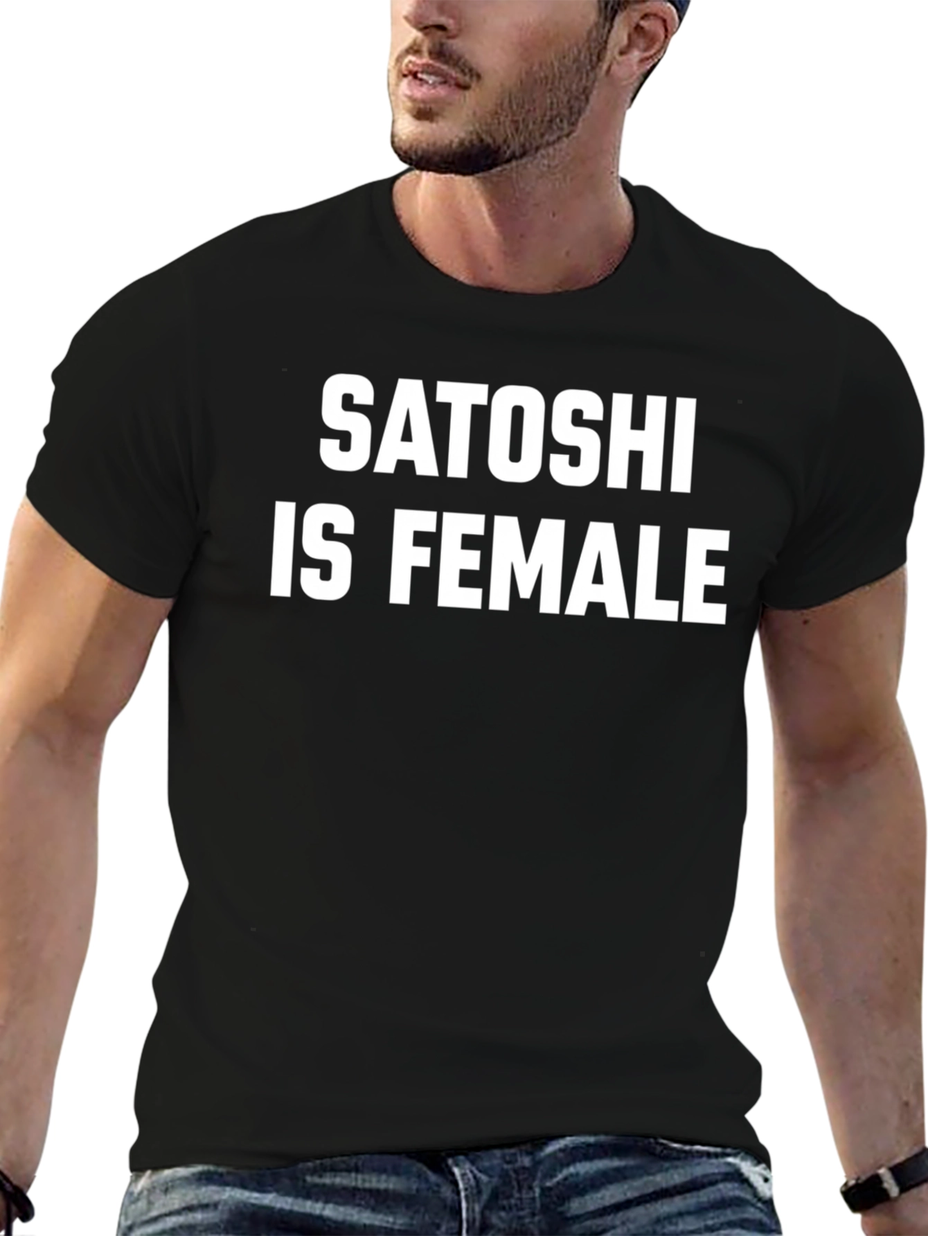 Satoshi is Female Graphic Tee - Crypto Fan Shirt