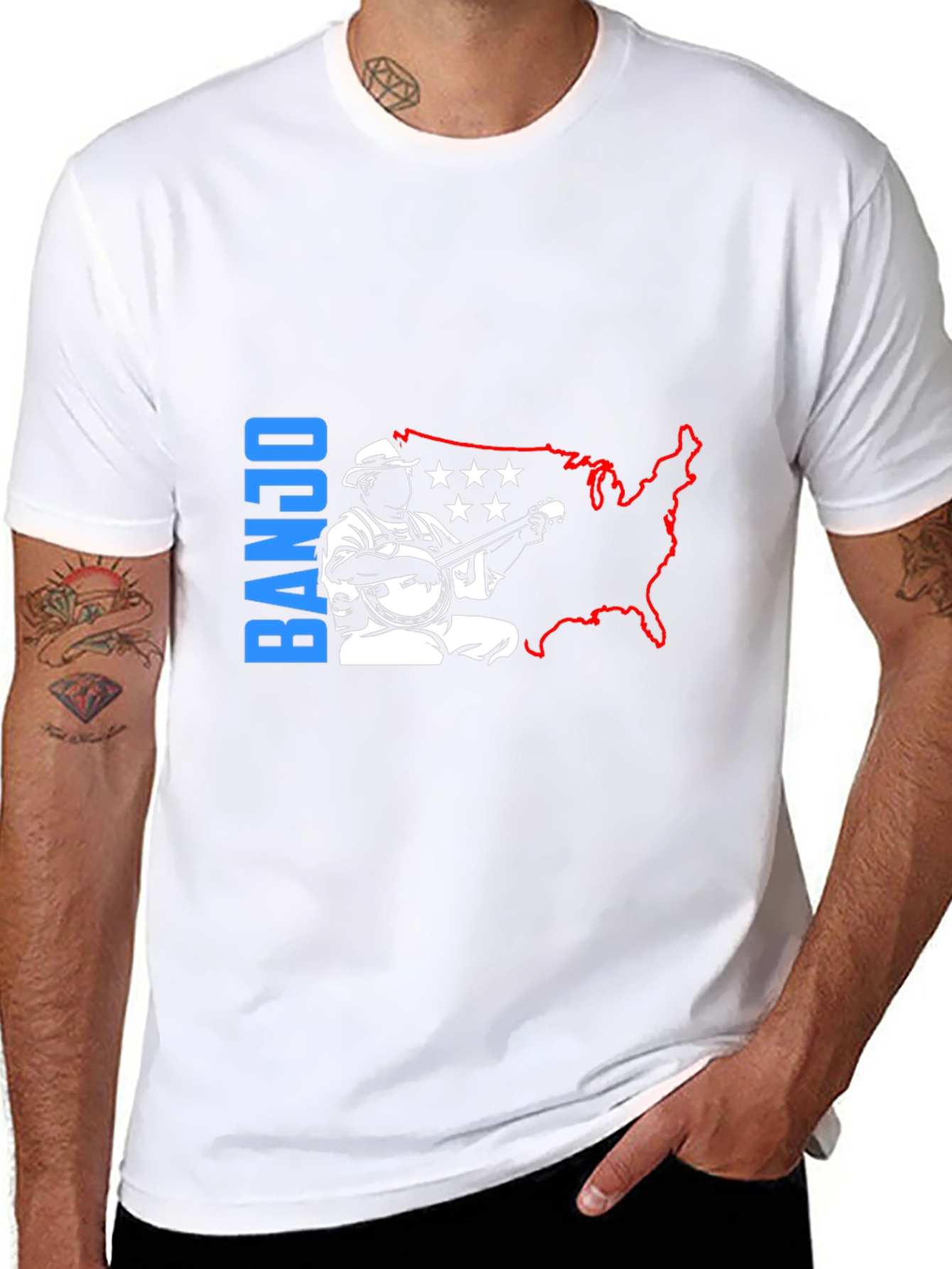 Banjo Musician T-Shirt - USA Patriotic Design