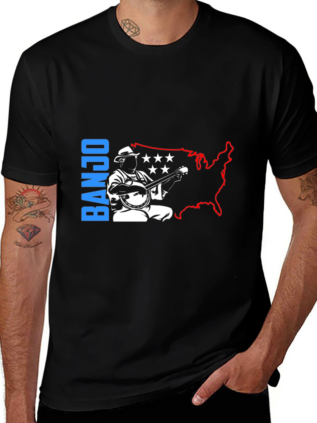 Banjo Musician T-Shirt - USA Patriotic Design