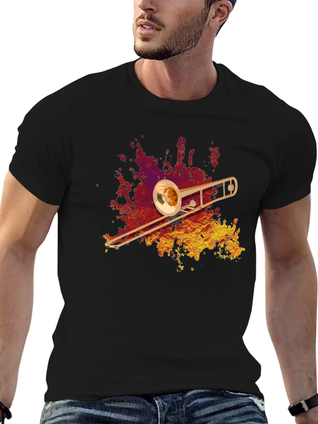 Trombone Graphic T-Shirt - Music Lover Tee