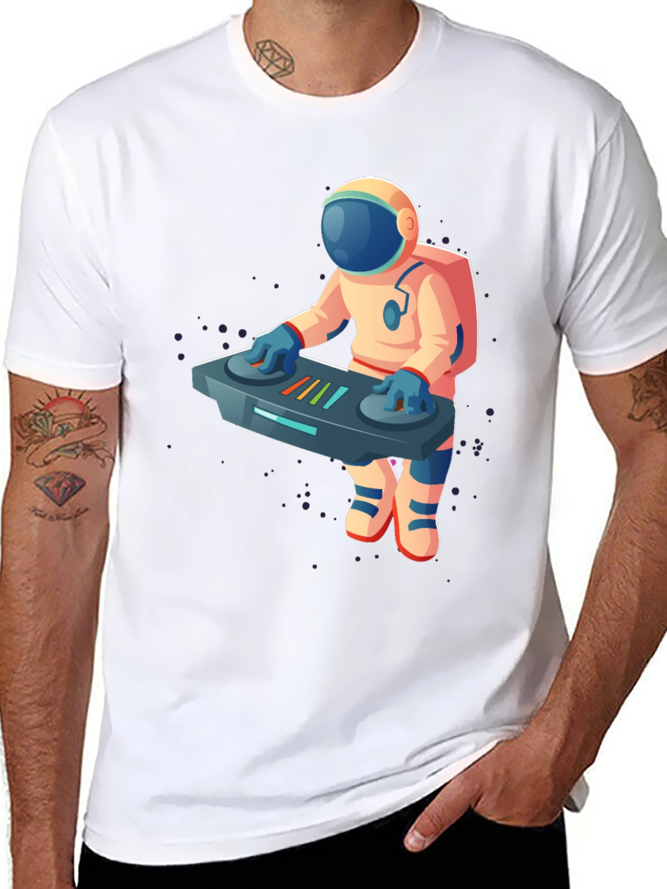DJ Astronaut Graphic T-Shirt - Cool Space Music Tee