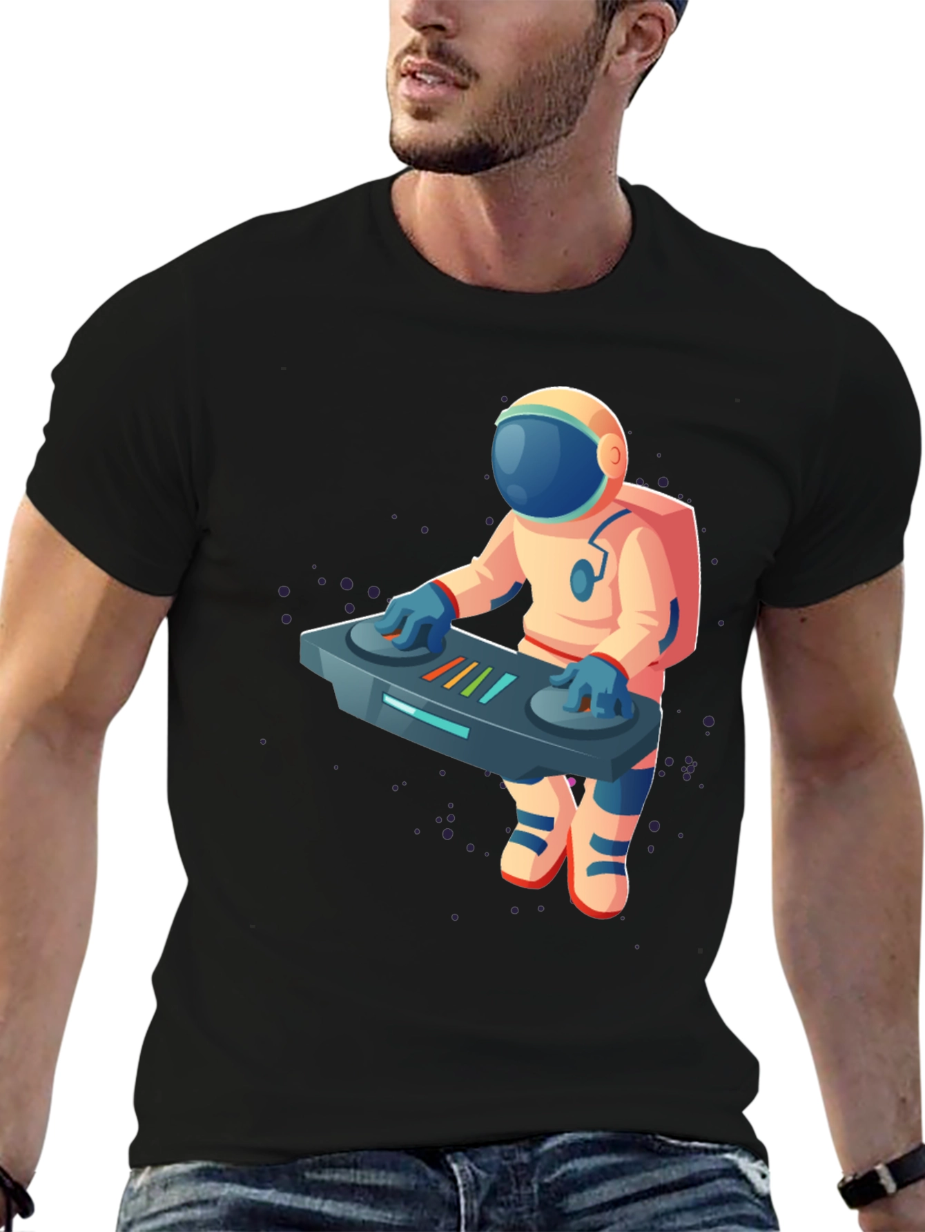 DJ Astronaut Graphic T-Shirt - Cool Space Music Tee