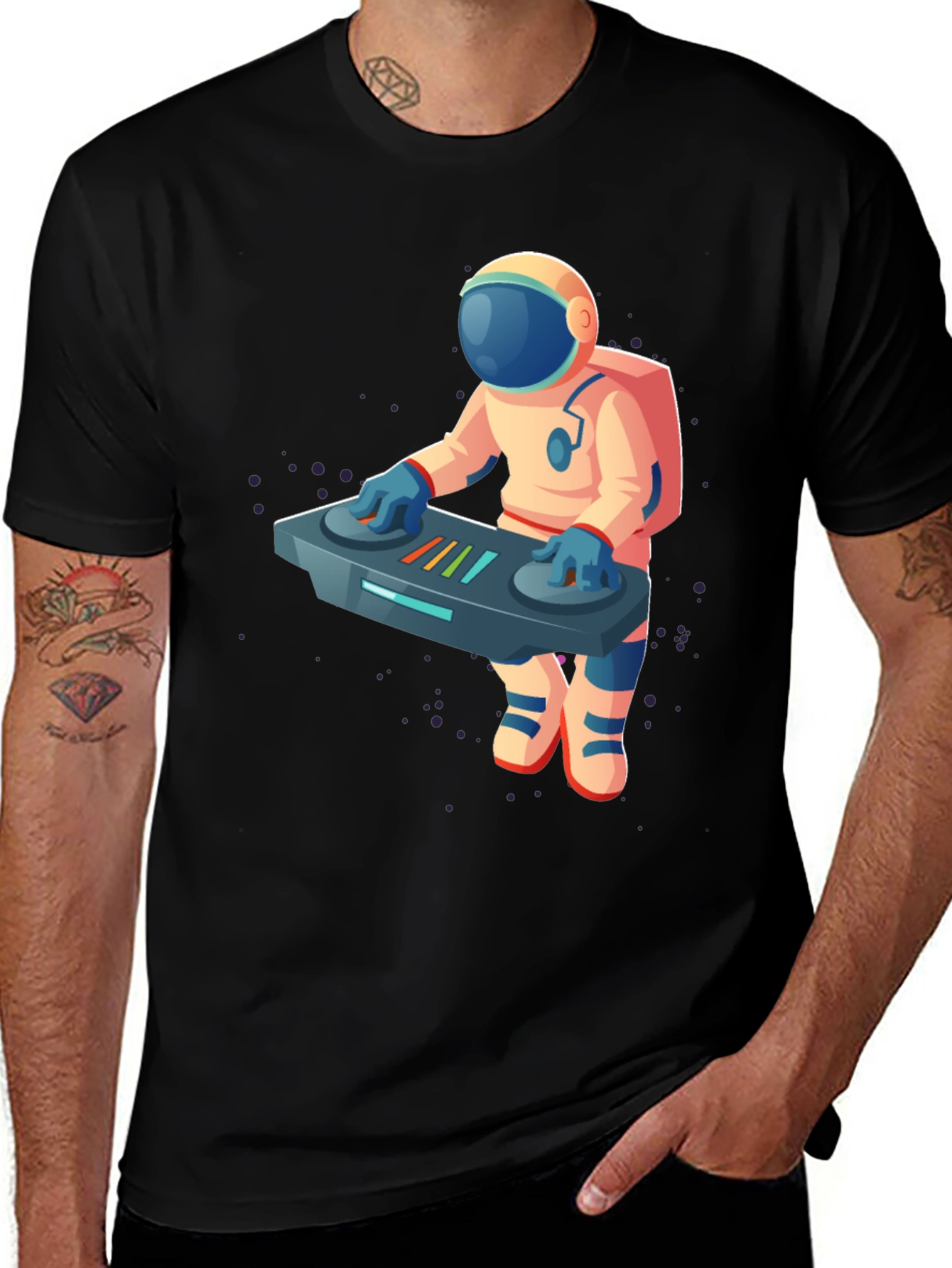 DJ Astronaut Graphic T-Shirt - Cool Space Music Tee