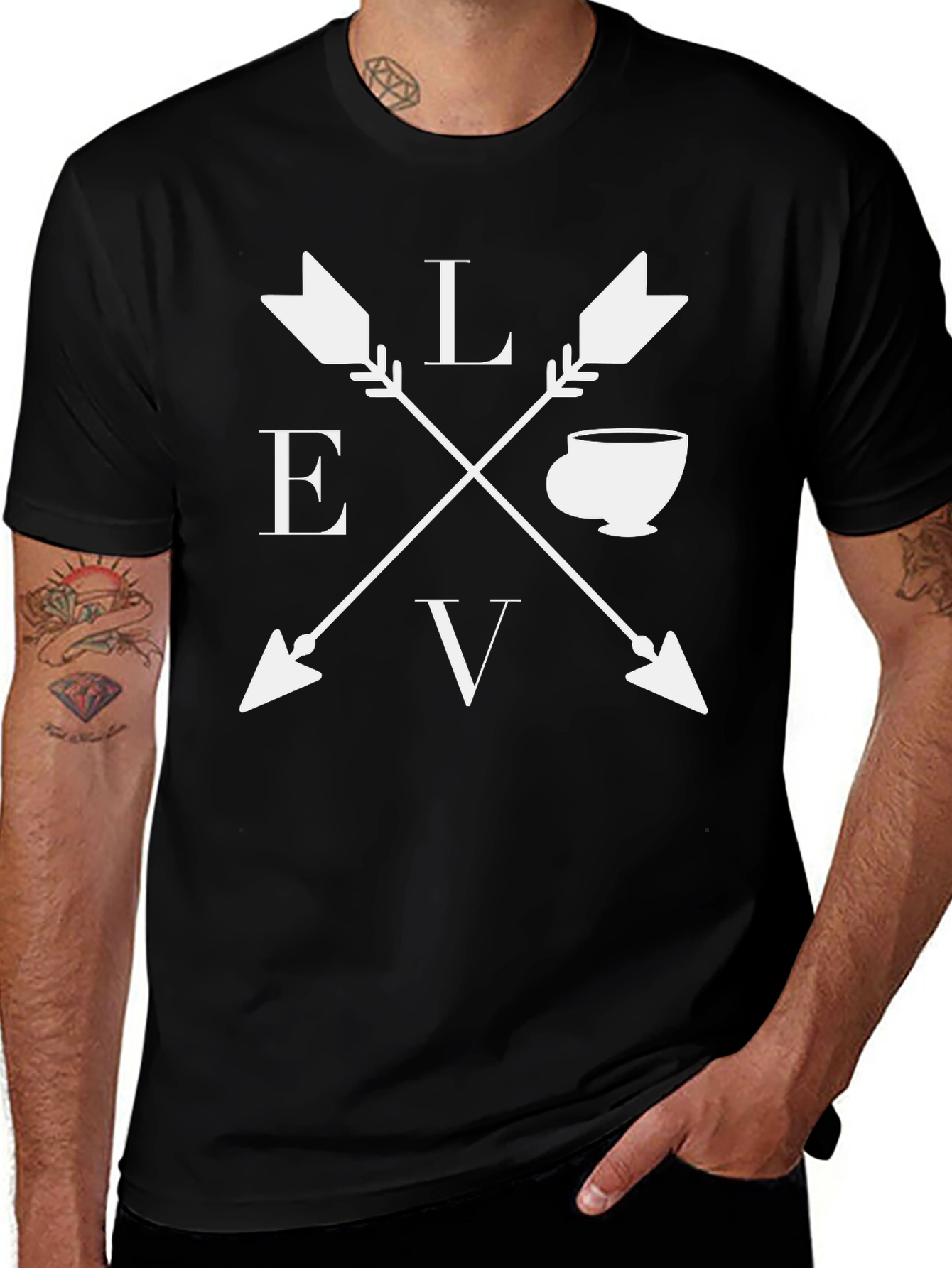 Love Coffee Arrows Graphic Tee - Black