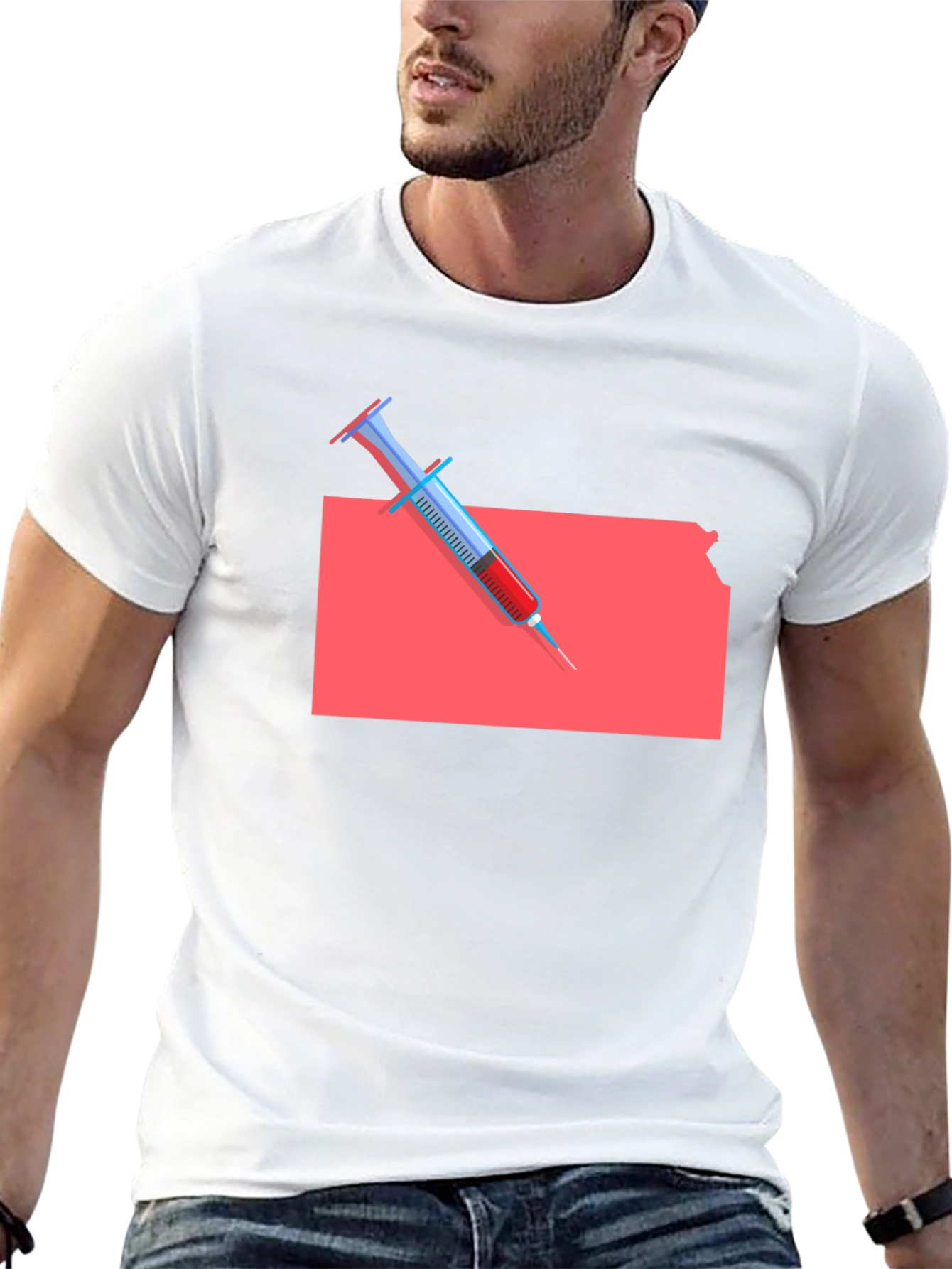 Kansas Syringe Graphic Tee - Novelty Unisex T-Shirt