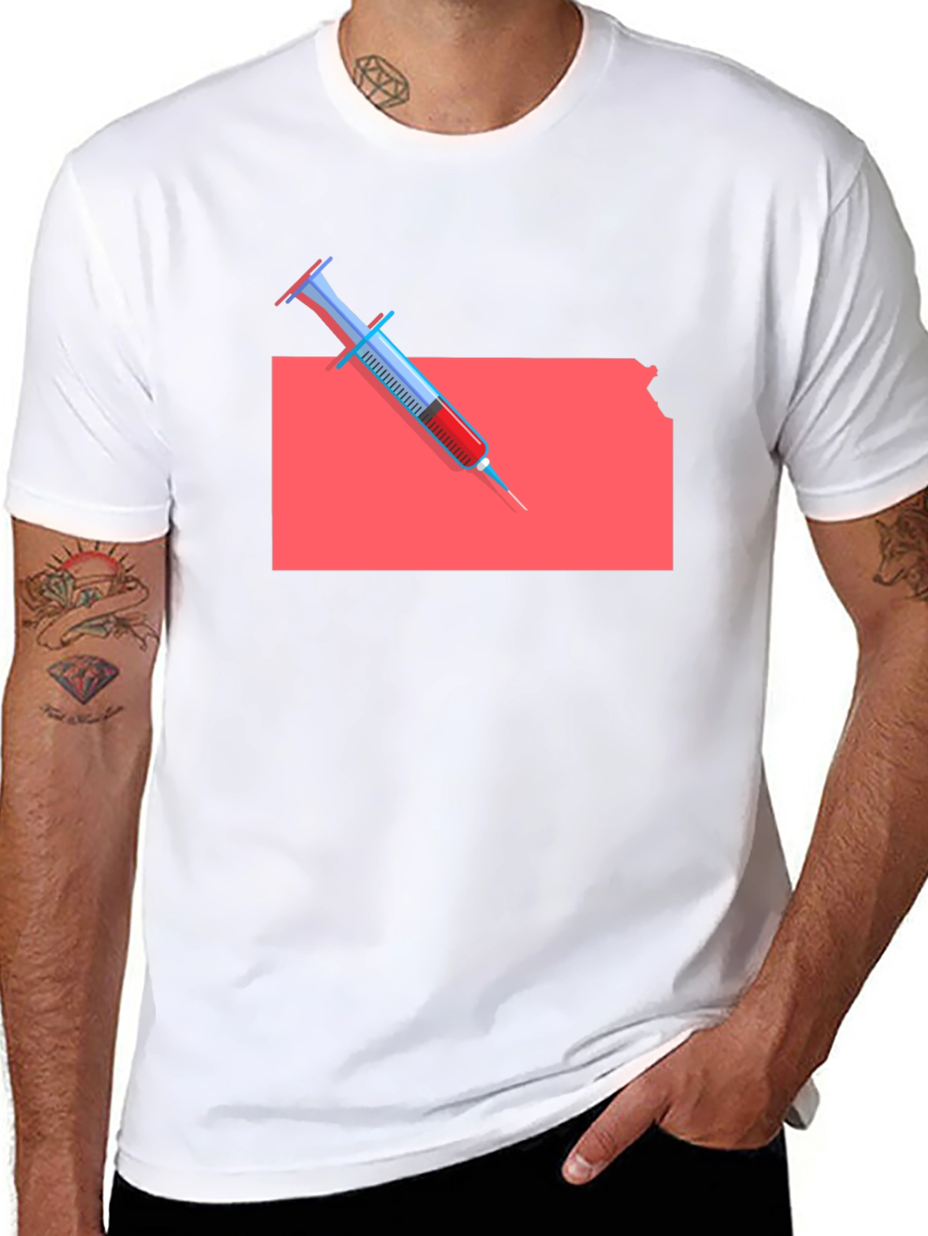 Kansas Syringe Graphic Tee - Novelty Unisex T-Shirt