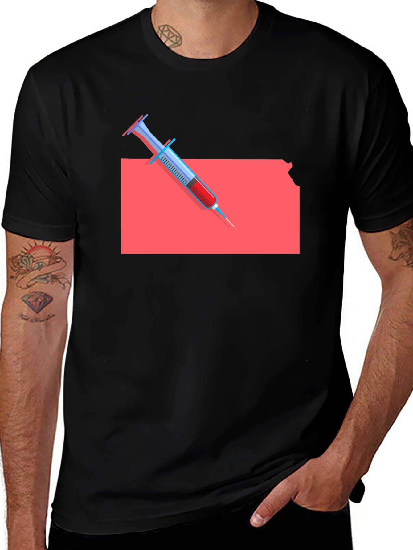 Kansas Syringe Graphic Tee - Novelty Unisex T-Shirt