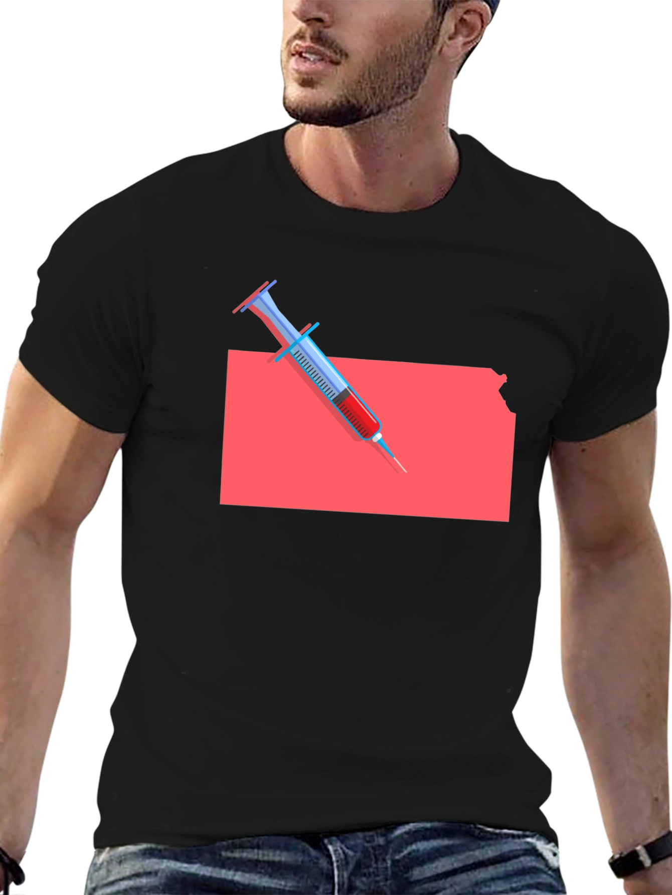 Kansas Syringe Graphic Tee - Novelty Unisex T-Shirt