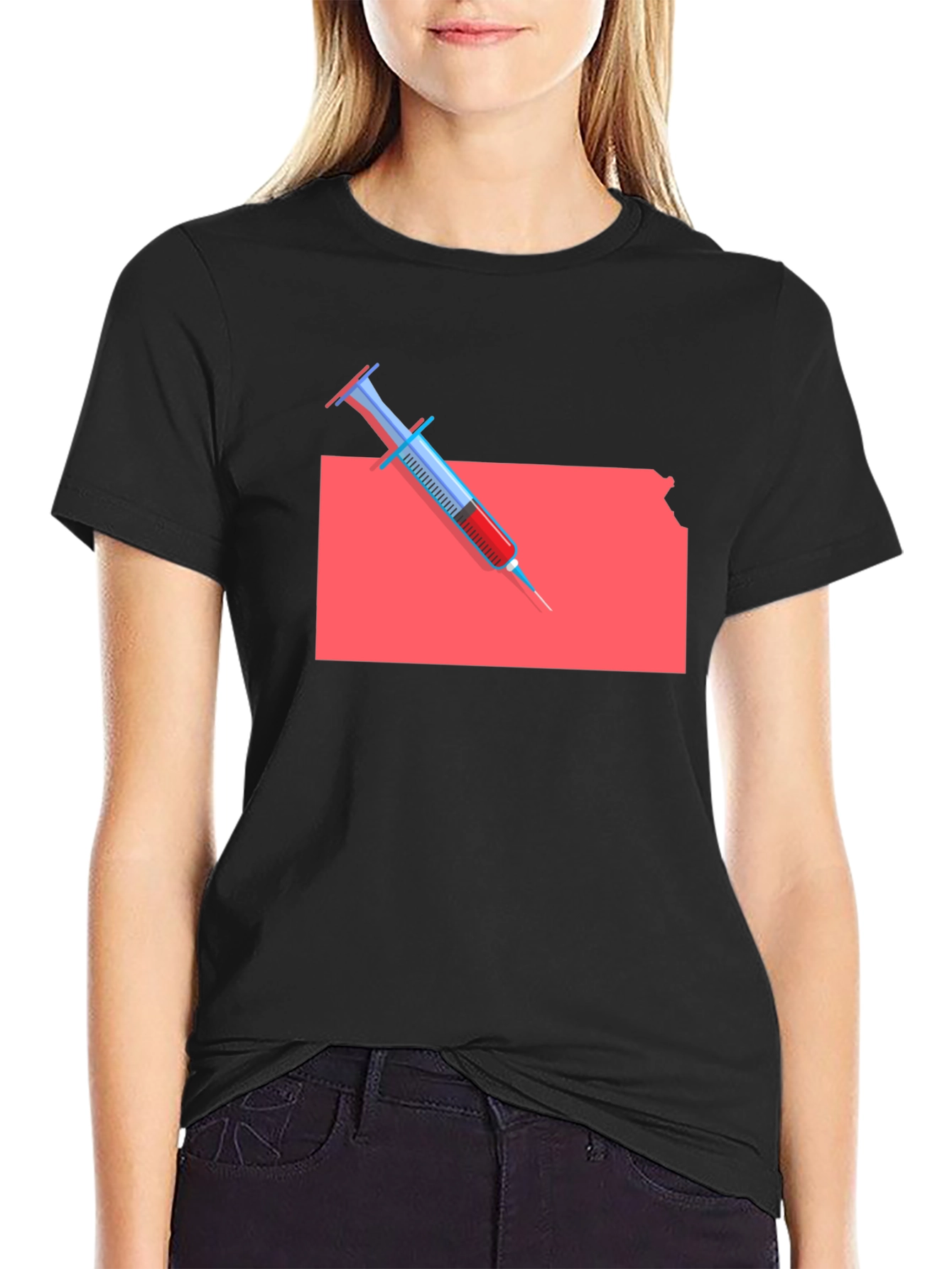 Kansas Syringe Graphic Tee - Novelty Unisex T-Shirt