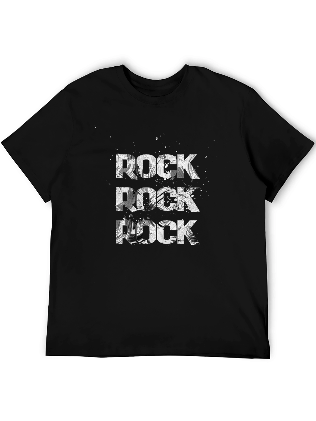 Rock T-Shirt Black Cotton Tee Graphic Print